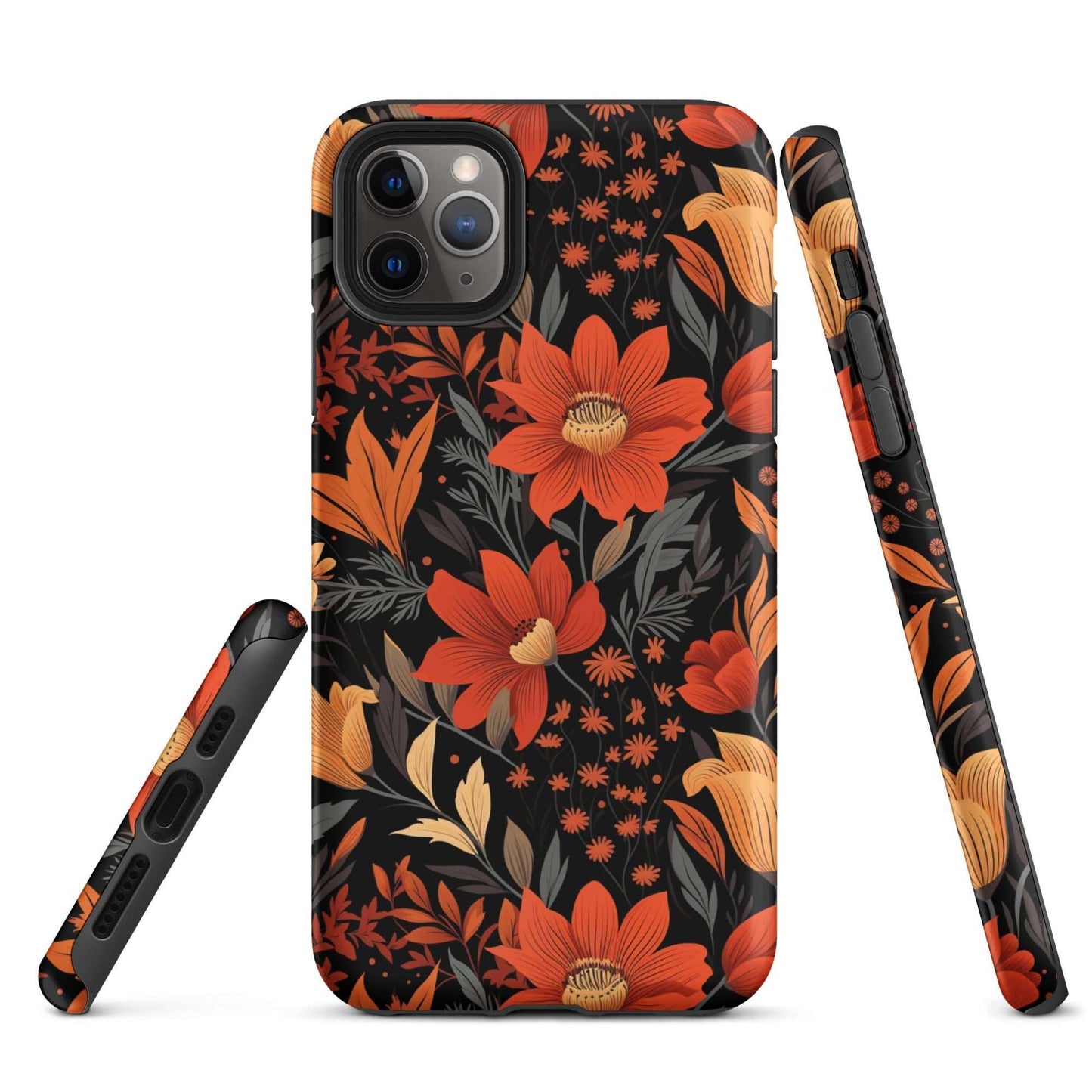 Autumn Blossom Noir - A Dark Floral Canvas - iPhone Case - Pattern Symphony