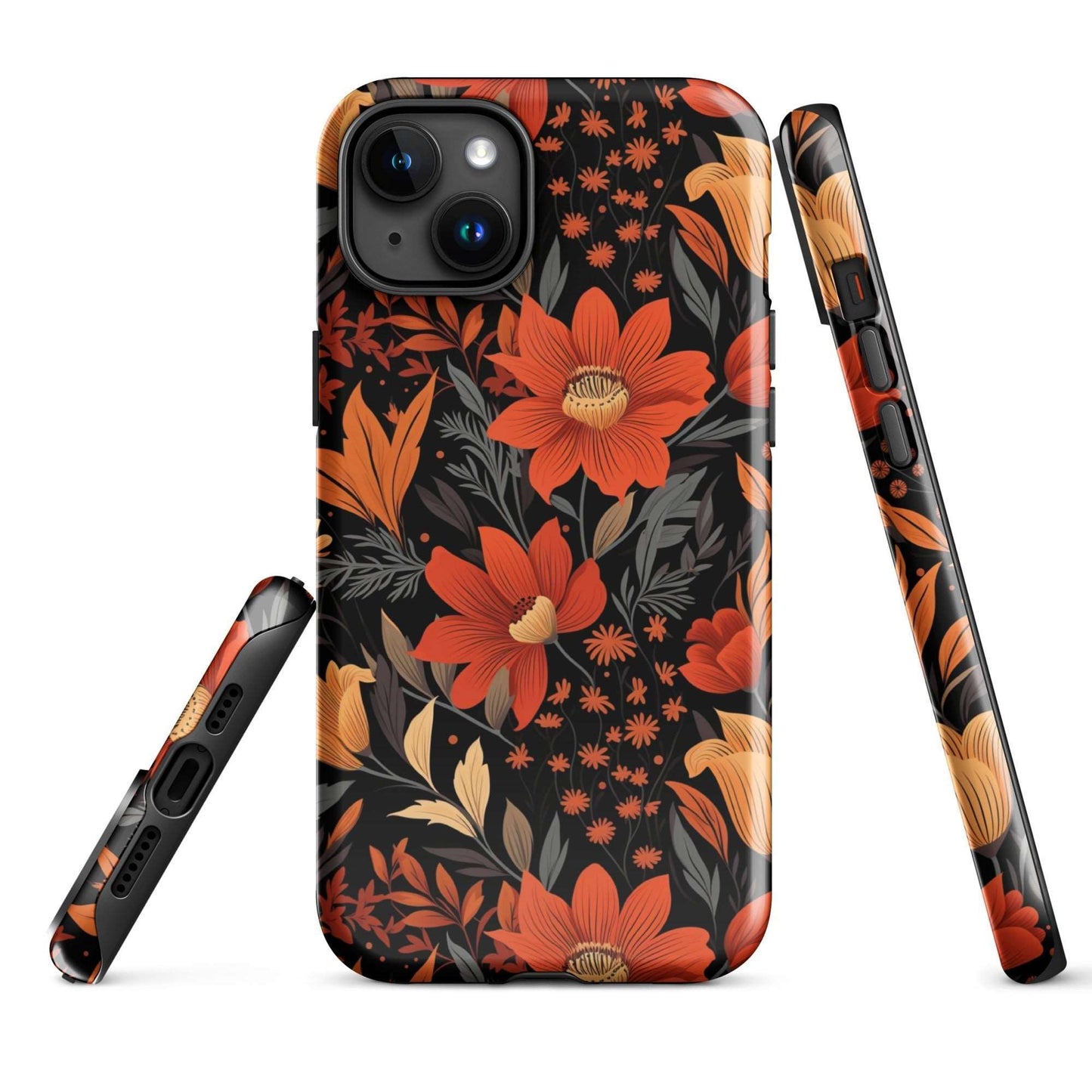 Autumn Blossom Noir - A Dark Floral Canvas - iPhone Case - Pattern Symphony