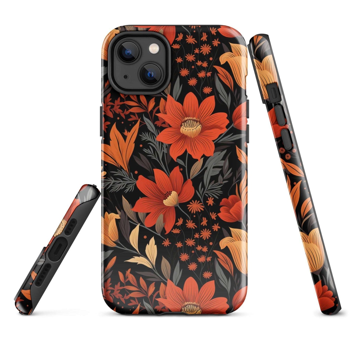 Autumn Blossom Noir - A Dark Floral Canvas - iPhone Case - Pattern Symphony