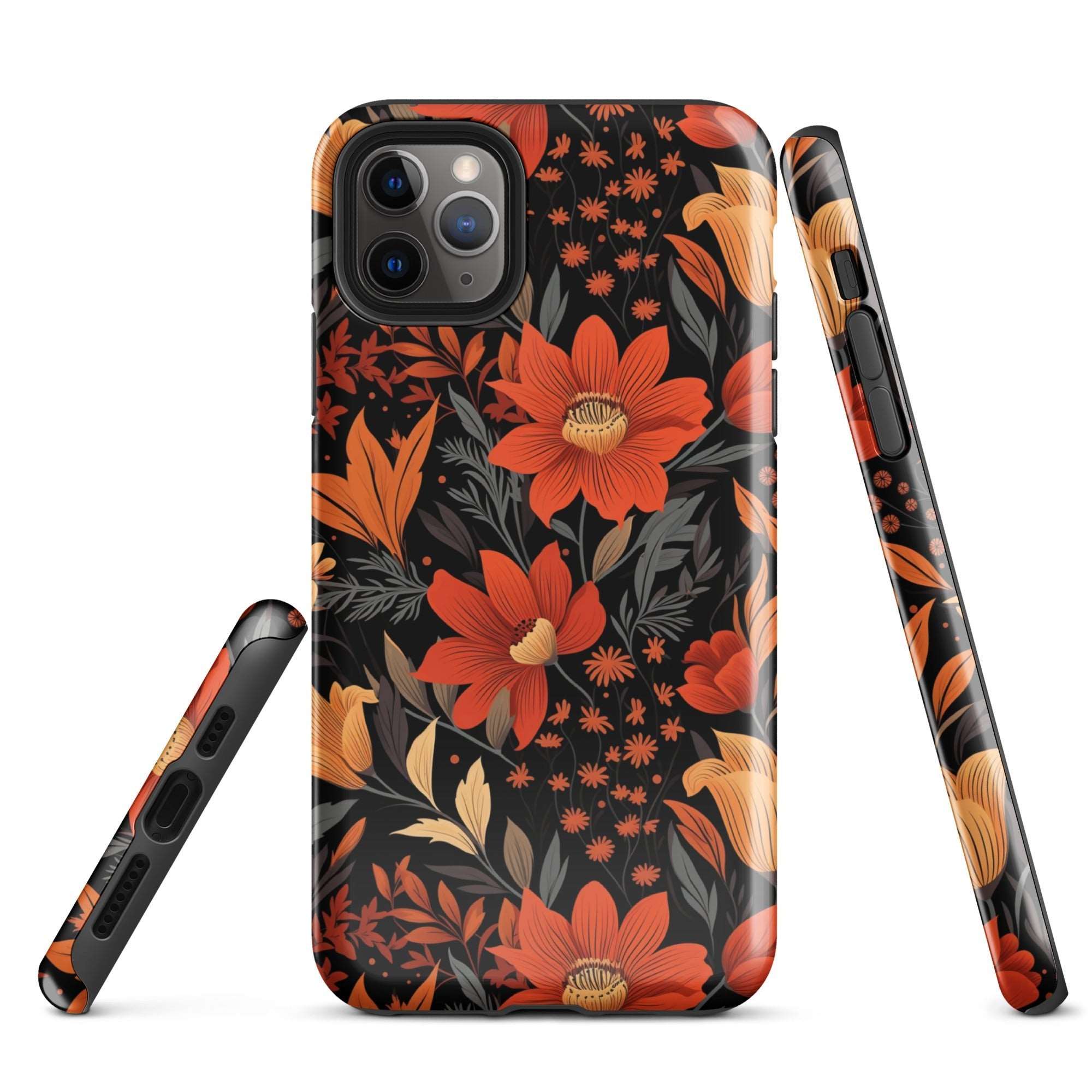 Autumn Blossom Noir - A Dark Floral Canvas - iPhone Case - Pattern Symphony