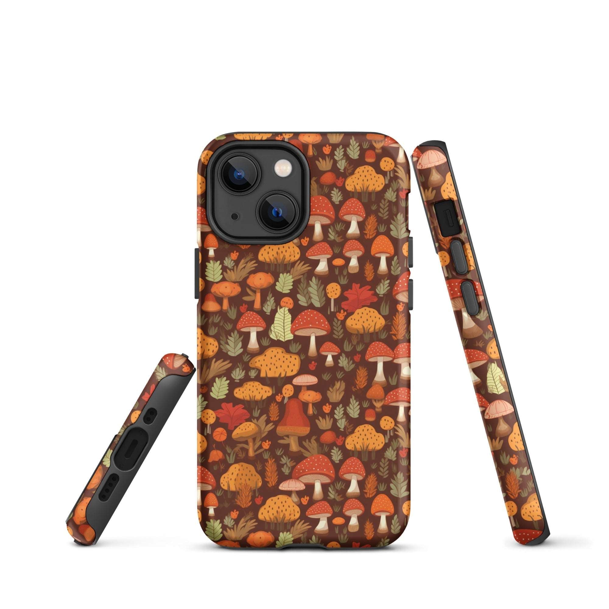 Autumn Spore Wonderland - Enchanting Mushroom and Leaf Designs - iPhone Case - Pattern Symphony