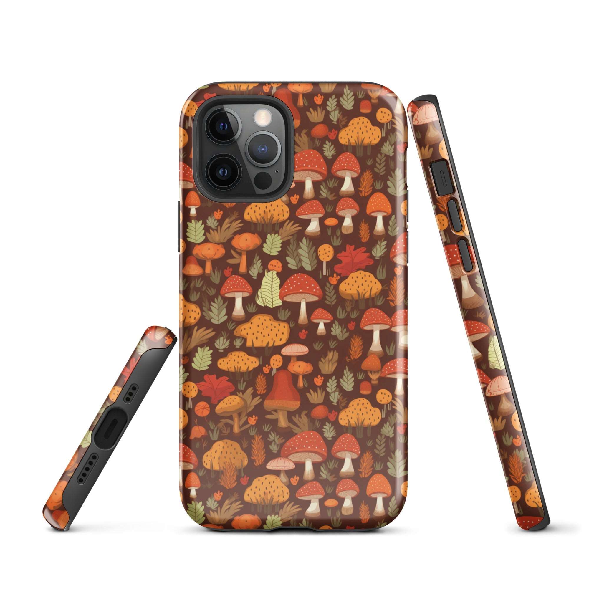 Autumn Spore Wonderland - Enchanting Mushroom and Leaf Designs - iPhone Case - Pattern Symphony