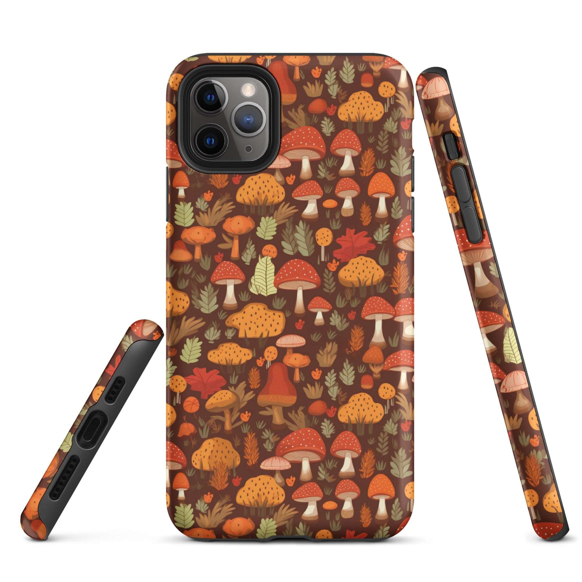 Autumn Spore Wonderland - Enchanting Mushroom and Leaf Designs - iPhone Case - Pattern Symphony