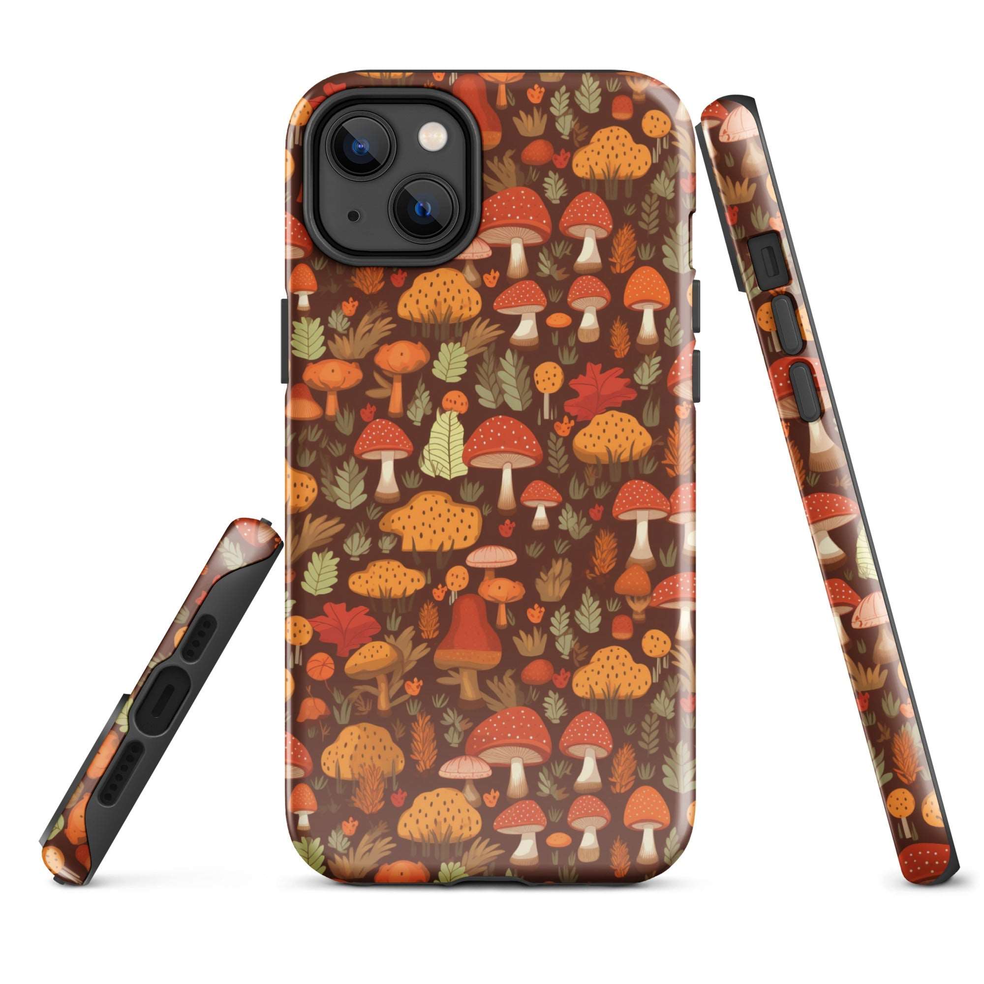 Autumn Spore Wonderland - Enchanting Mushroom and Leaf Designs - iPhone Case - Pattern Symphony