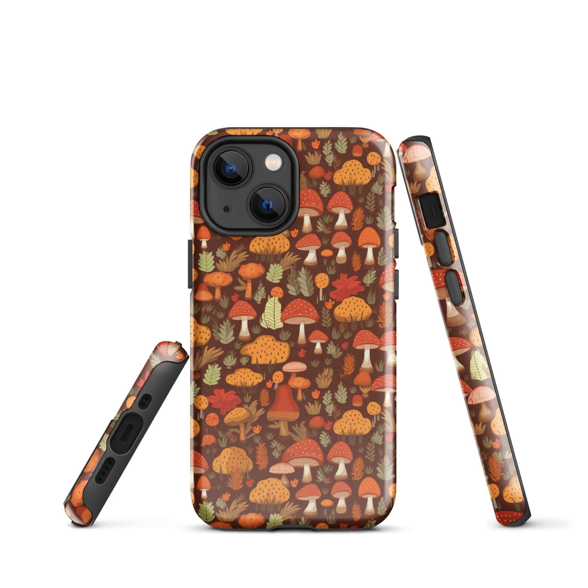 Autumn Spore Wonderland - Enchanting Mushroom and Leaf Designs - iPhone Case - Pattern Symphony