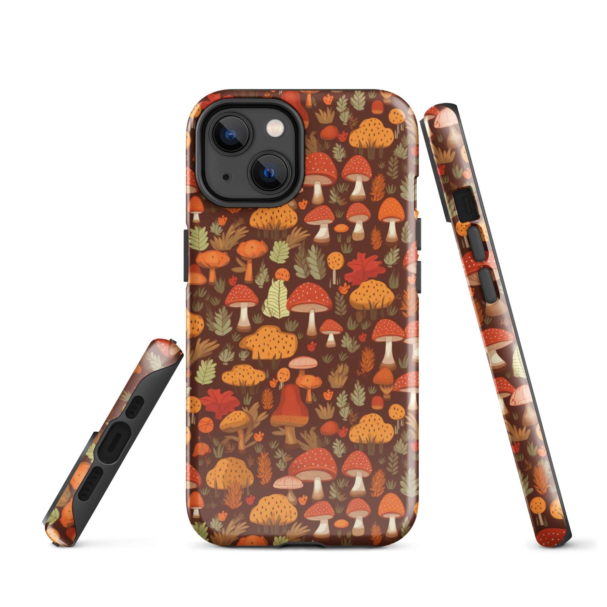 Autumn Spore Wonderland - Enchanting Mushroom and Leaf Designs - iPhone Case - Pattern Symphony