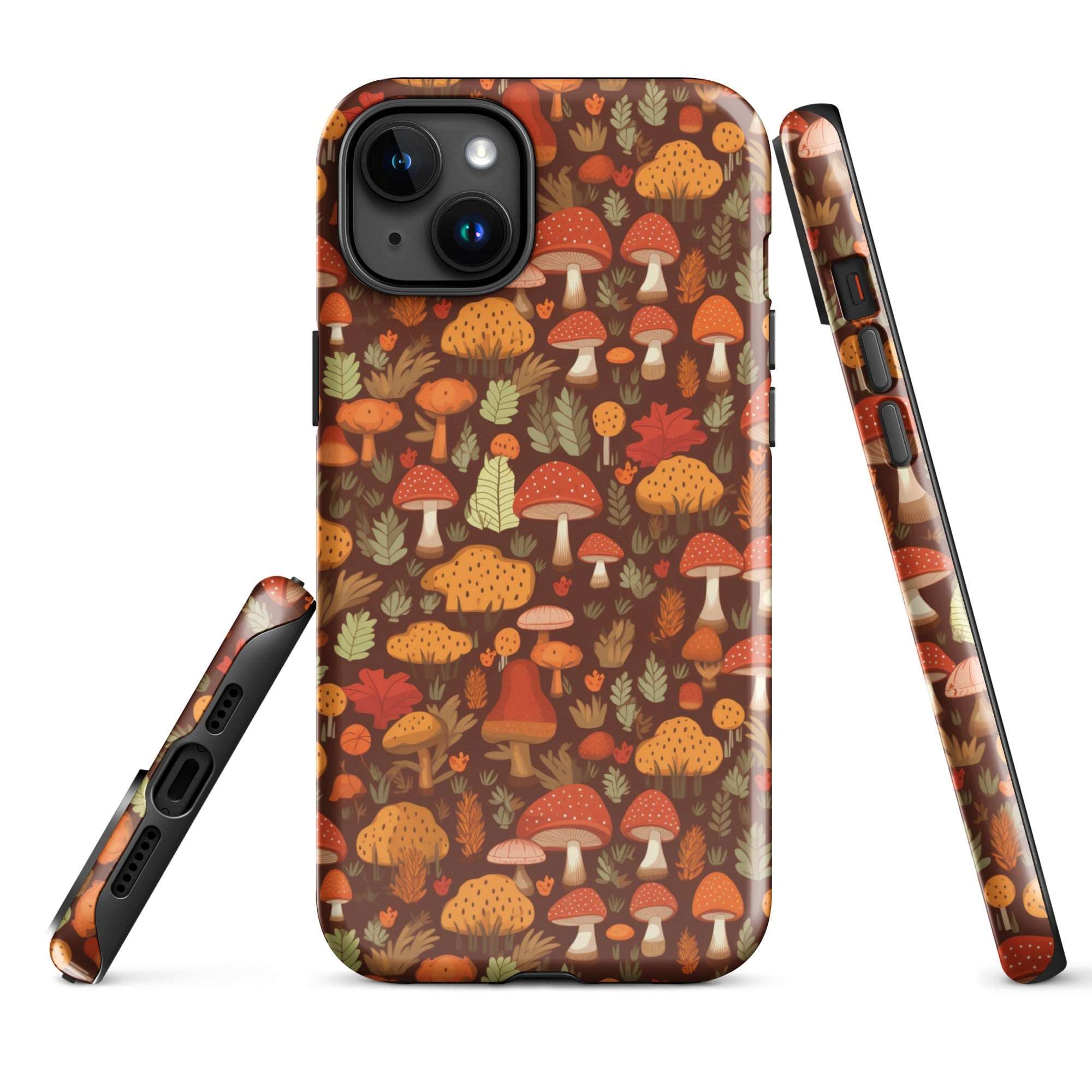 Autumn Spore Wonderland - Enchanting Mushroom and Leaf Designs - iPhone Case - Pattern Symphony