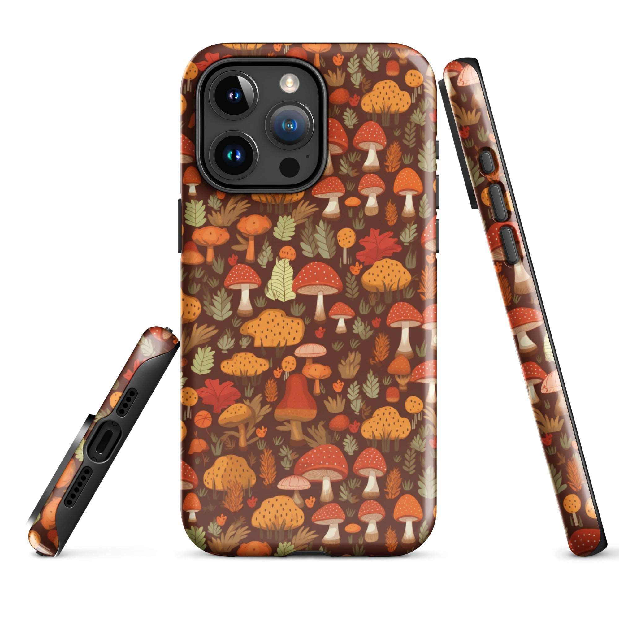 Autumn Spore Wonderland - Enchanting Mushroom and Leaf Designs - iPhone Case - Pattern Symphony