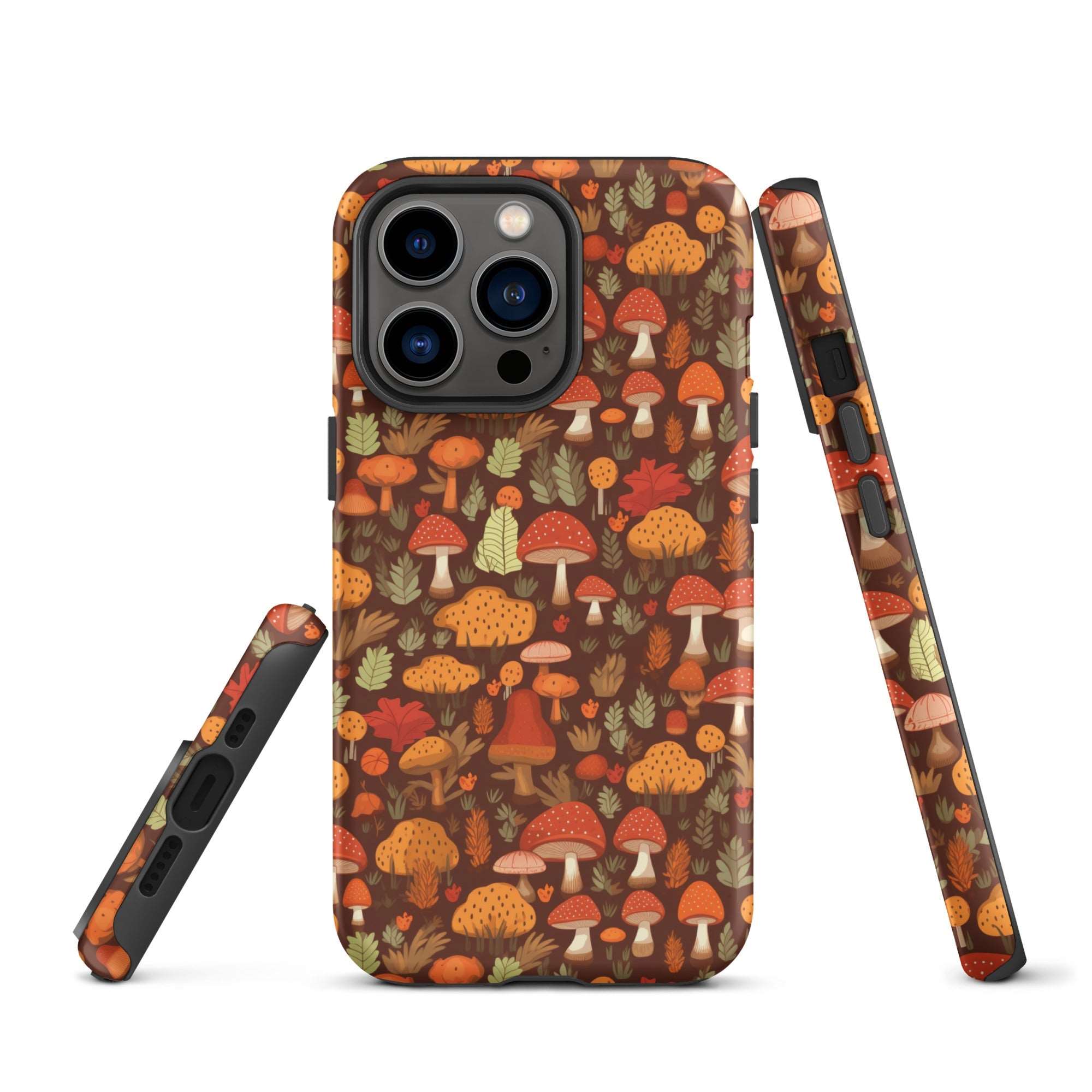 Autumn Spore Wonderland - Enchanting Mushroom and Leaf Designs - iPhone Case - Pattern Symphony