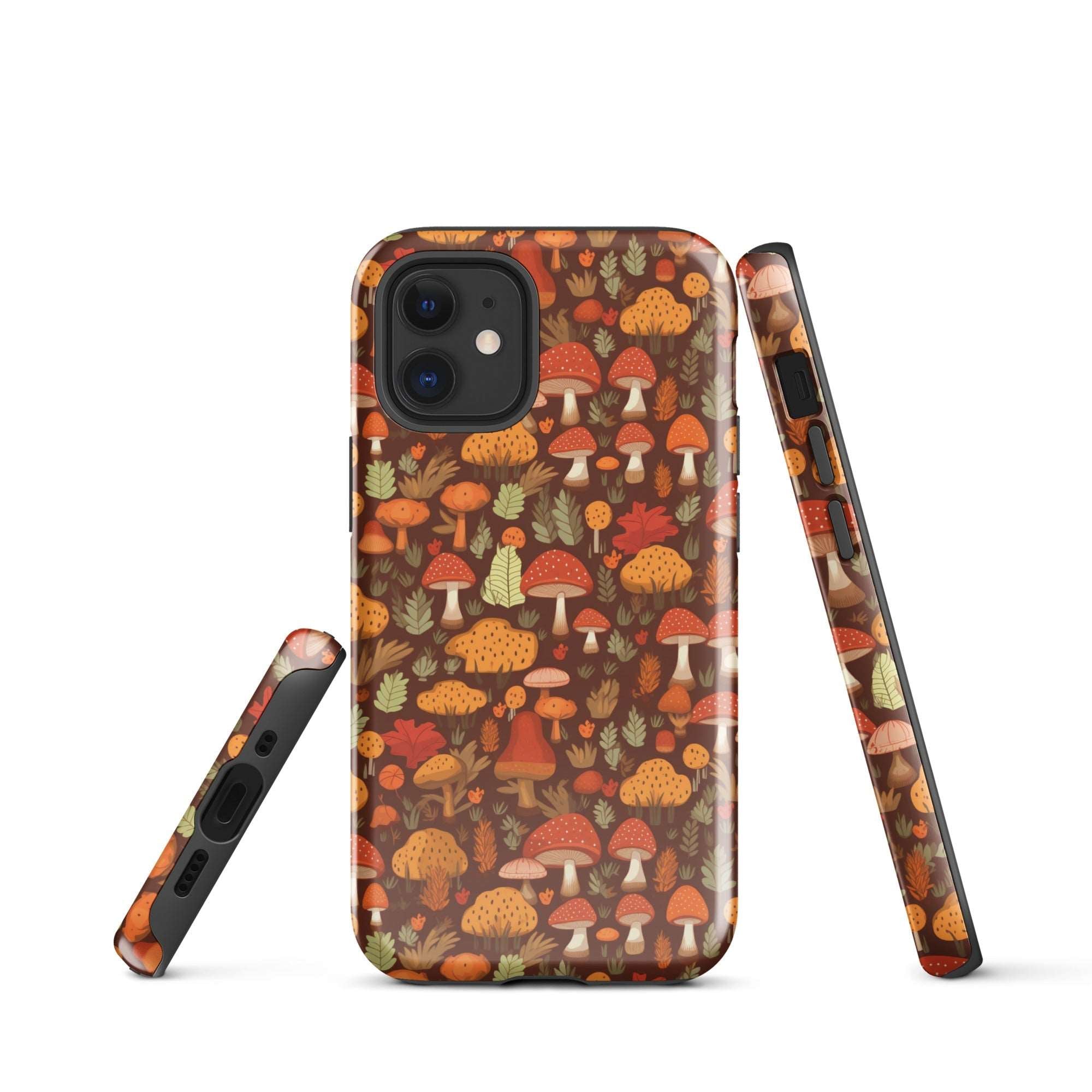 Autumn Spore Wonderland - Enchanting Mushroom and Leaf Designs - iPhone Case - Pattern Symphony