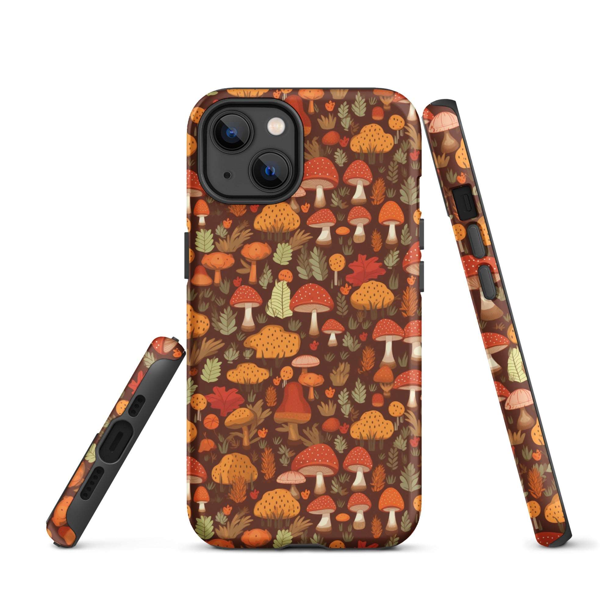 Autumn Spore Wonderland - Enchanting Mushroom and Leaf Designs - iPhone Case - Pattern Symphony