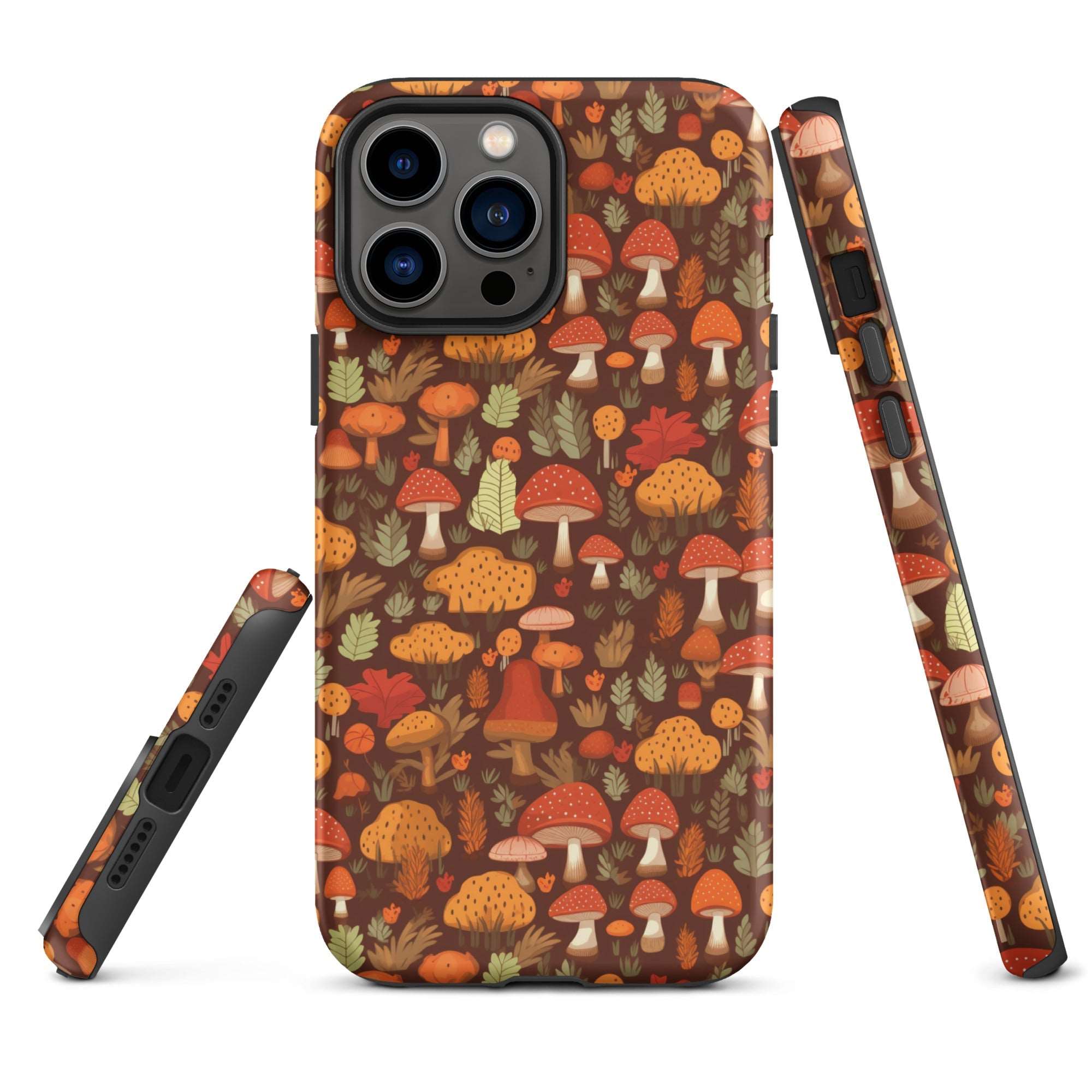 Autumn Spore Wonderland - Enchanting Mushroom and Leaf Designs - iPhone Case - Pattern Symphony