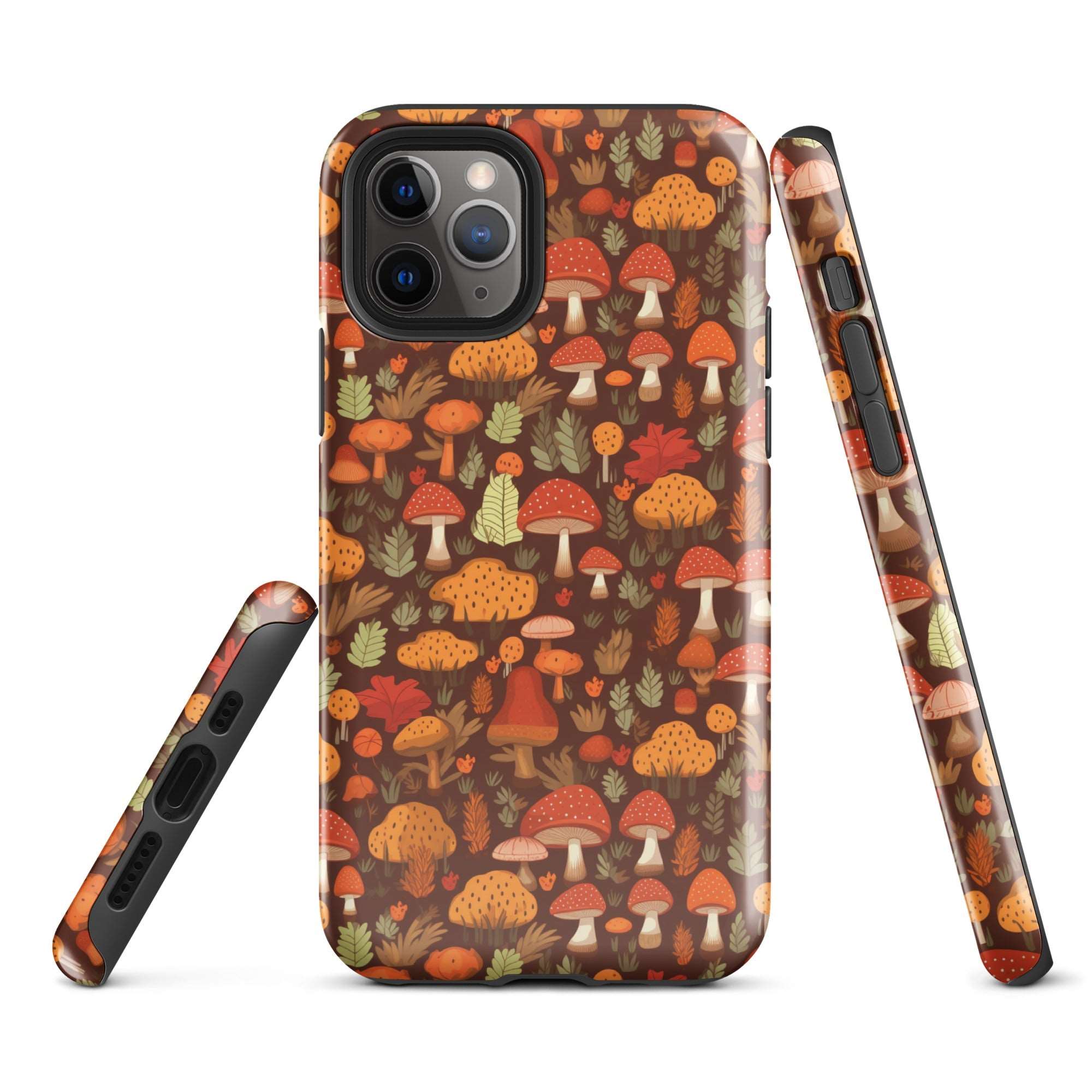 Autumn Spore Wonderland - Enchanting Mushroom and Leaf Designs - iPhone Case - Pattern Symphony