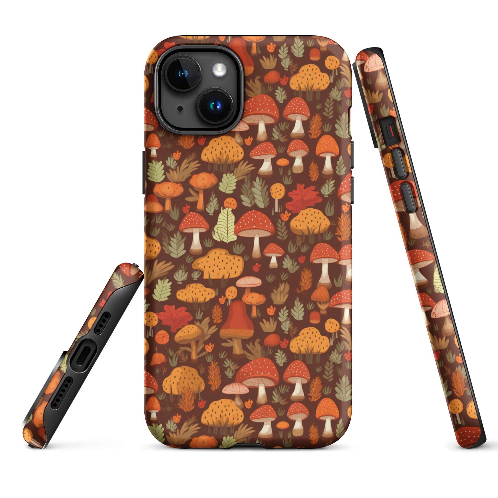 Autumn Spore Wonderland - Enchanting Mushroom and Leaf Designs - iPhone Case - Pattern Symphony