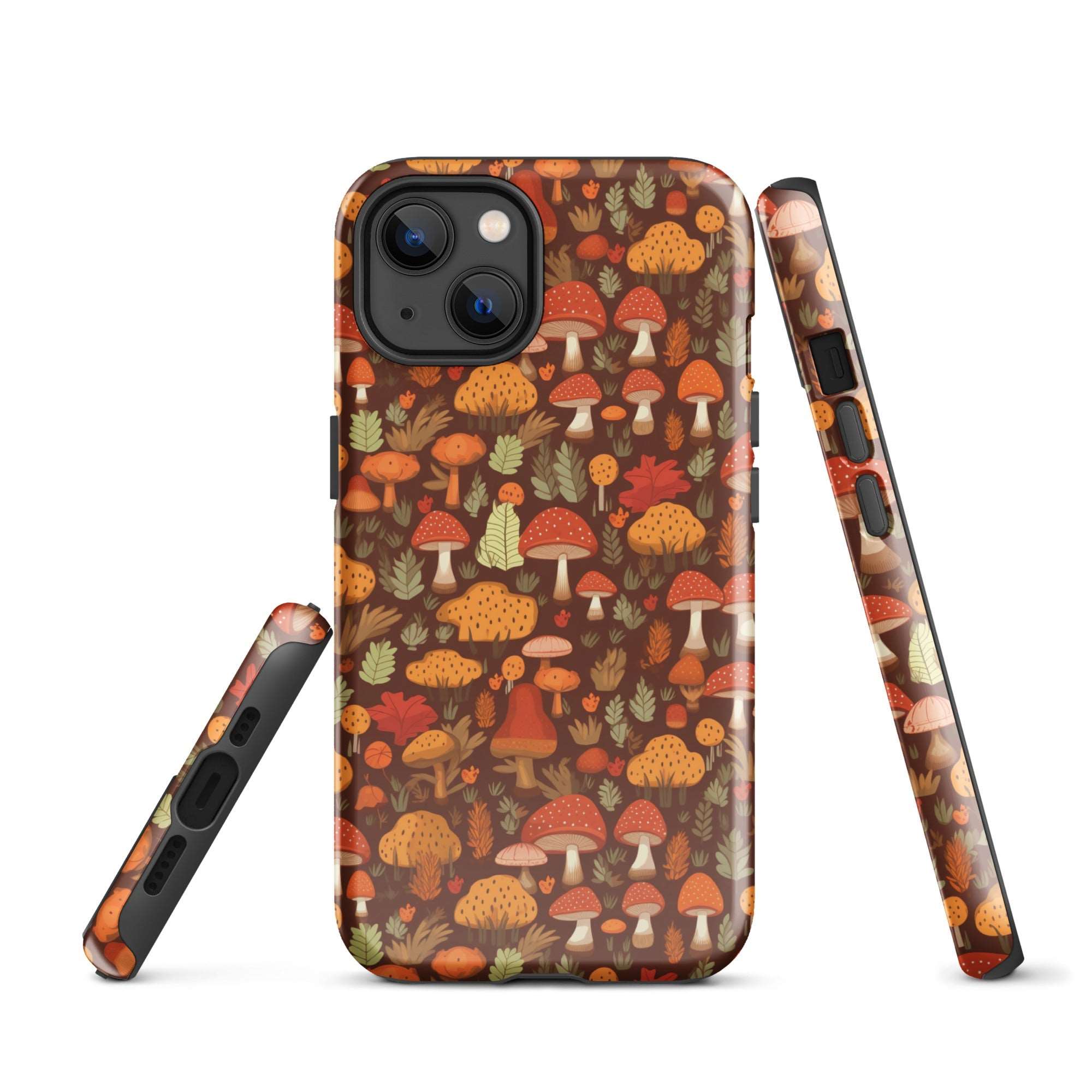 Autumn Spore Wonderland - Enchanting Mushroom and Leaf Designs - iPhone Case - Pattern Symphony