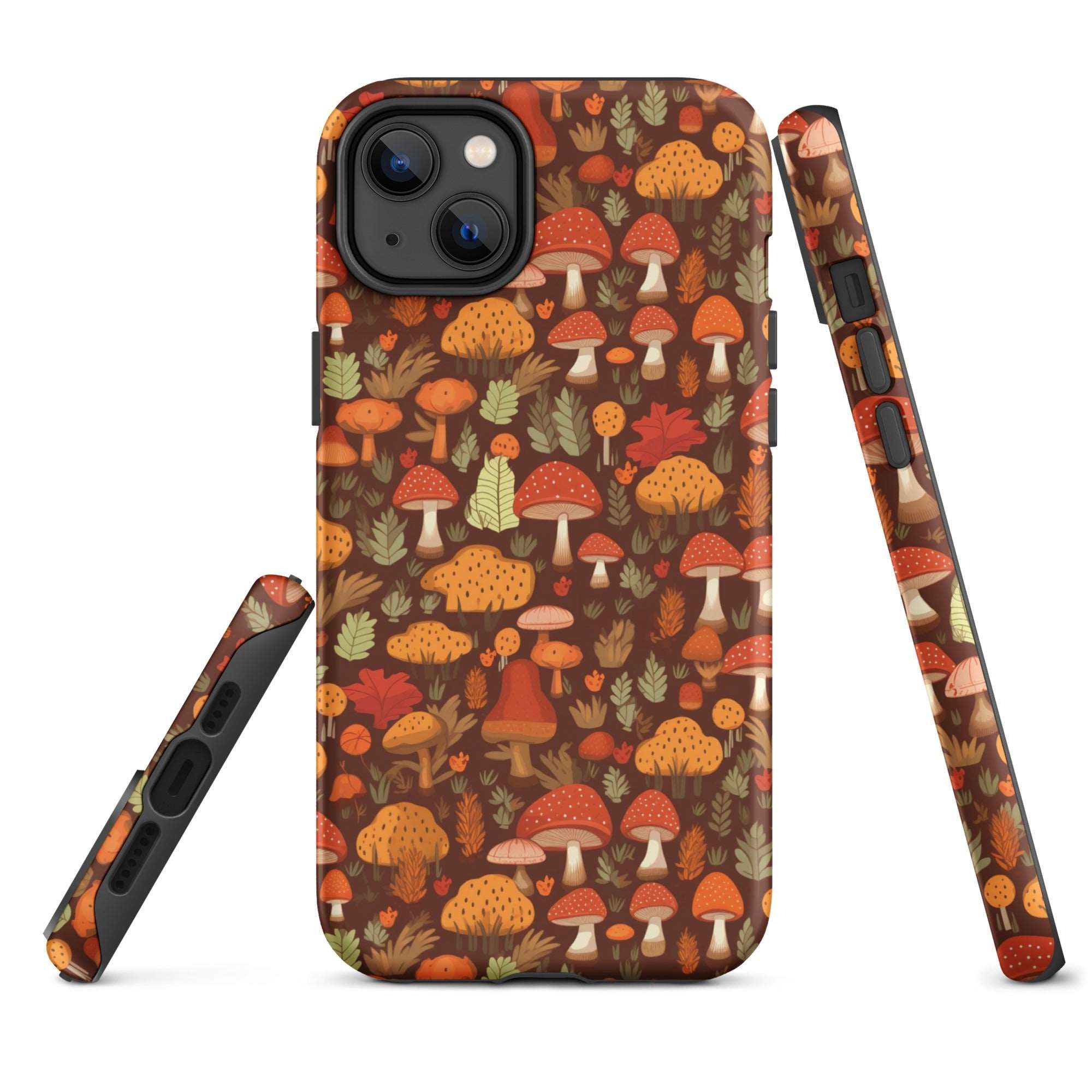 Autumn Spore Wonderland - Enchanting Mushroom and Leaf Designs - iPhone Case - Pattern Symphony