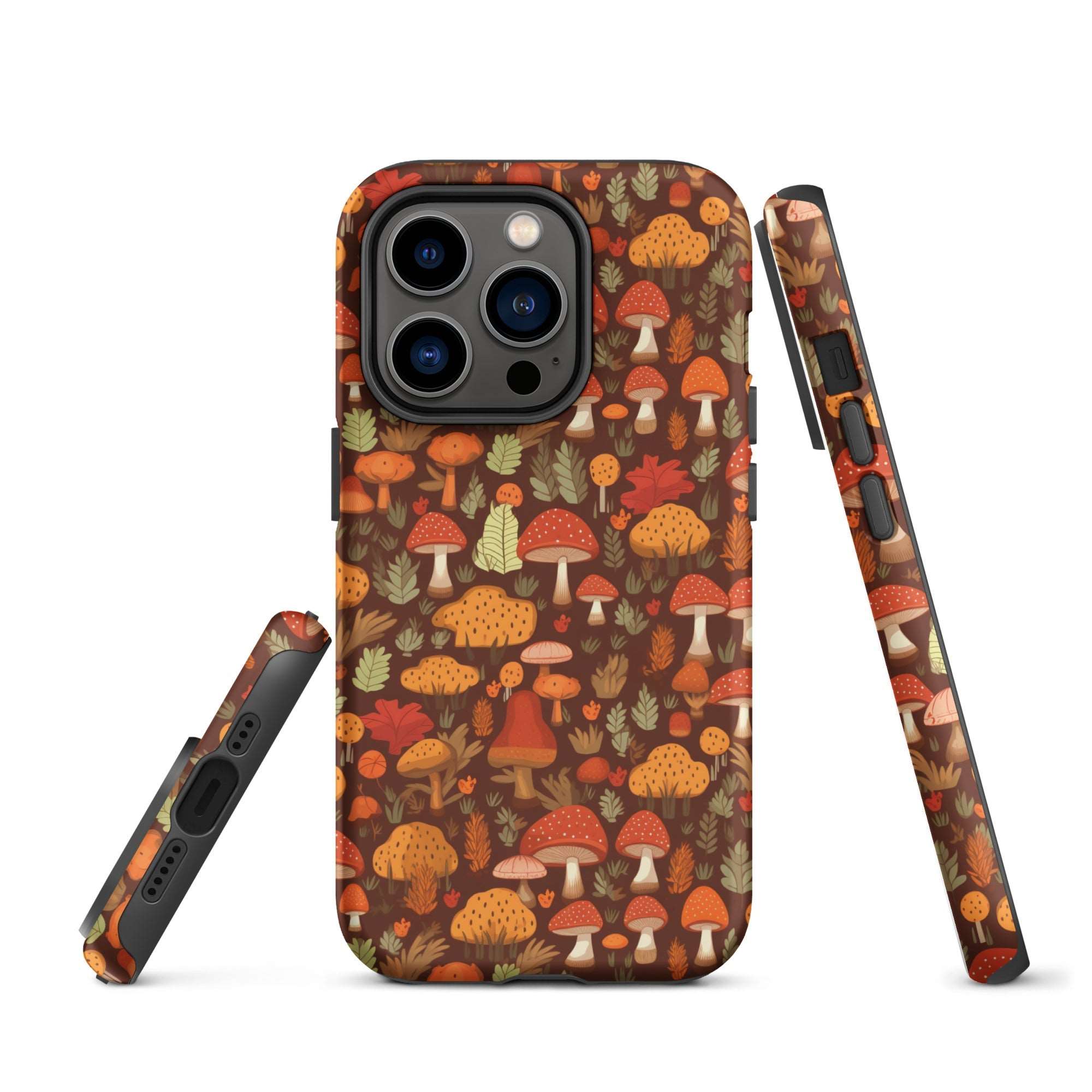 Autumn Spore Wonderland - Enchanting Mushroom and Leaf Designs - iPhone Case - Pattern Symphony