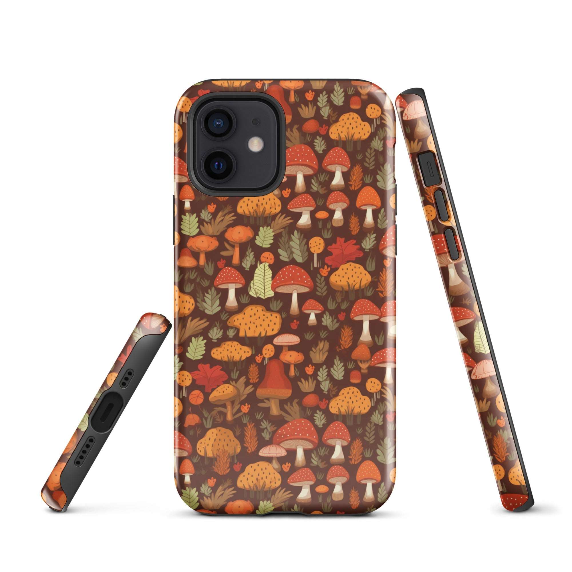 Autumn Spore Wonderland - Enchanting Mushroom and Leaf Designs - iPhone Case - Pattern Symphony