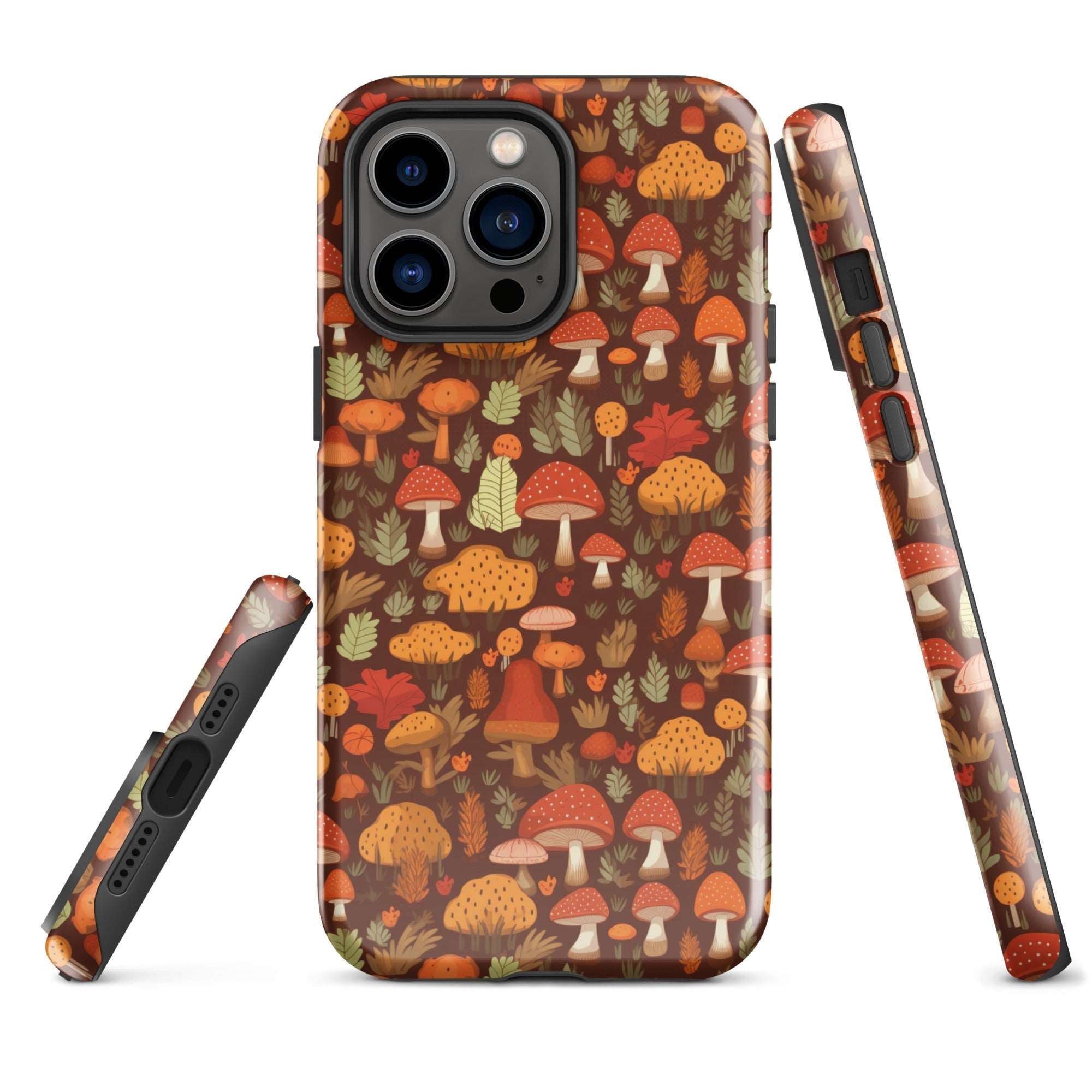 Autumn Spore Wonderland - Enchanting Mushroom and Leaf Designs - iPhone Case - Pattern Symphony