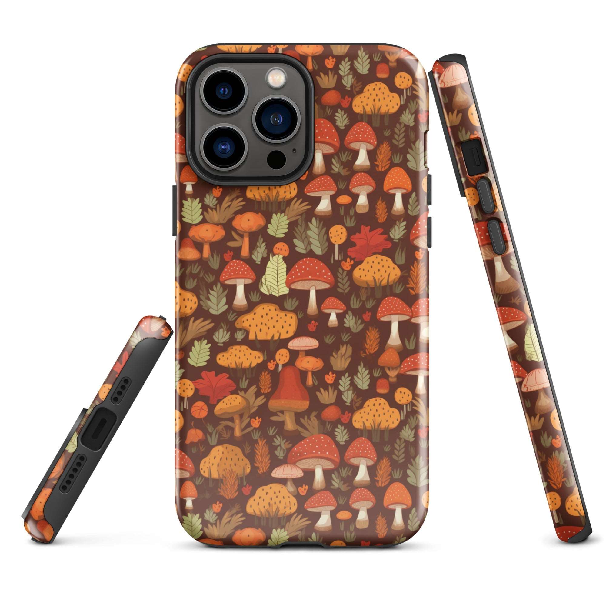 Autumn Spore Wonderland - Enchanting Mushroom and Leaf Designs - iPhone Case - Pattern Symphony