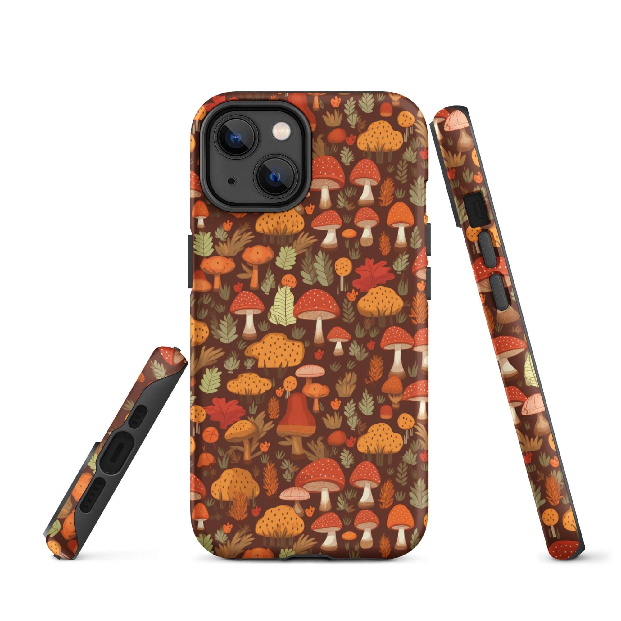 Autumn Spore Wonderland - Enchanting Mushroom and Leaf Designs - iPhone Case - Pattern Symphony