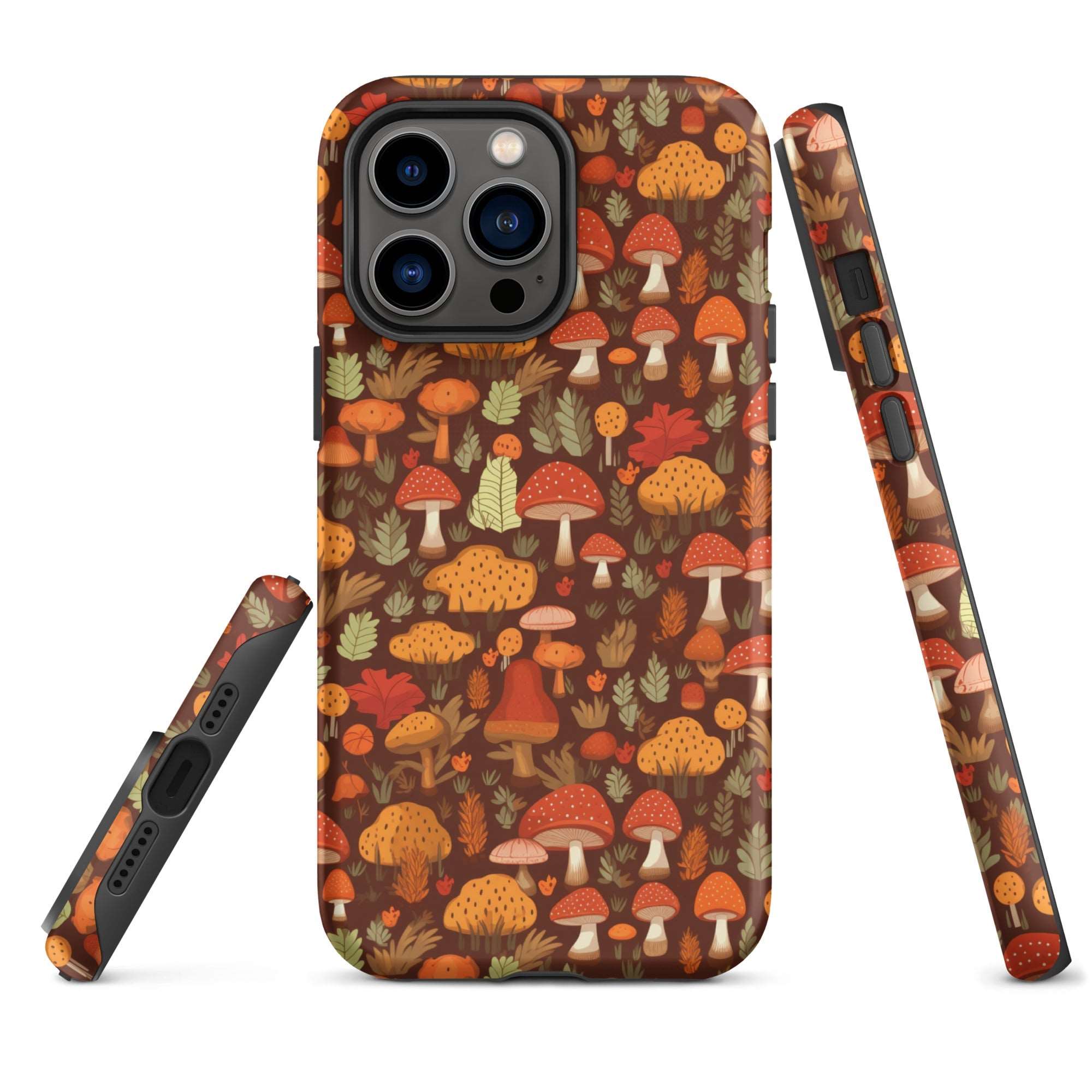 Autumn Spore Wonderland - Enchanting Mushroom and Leaf Designs - iPhone Case - Pattern Symphony