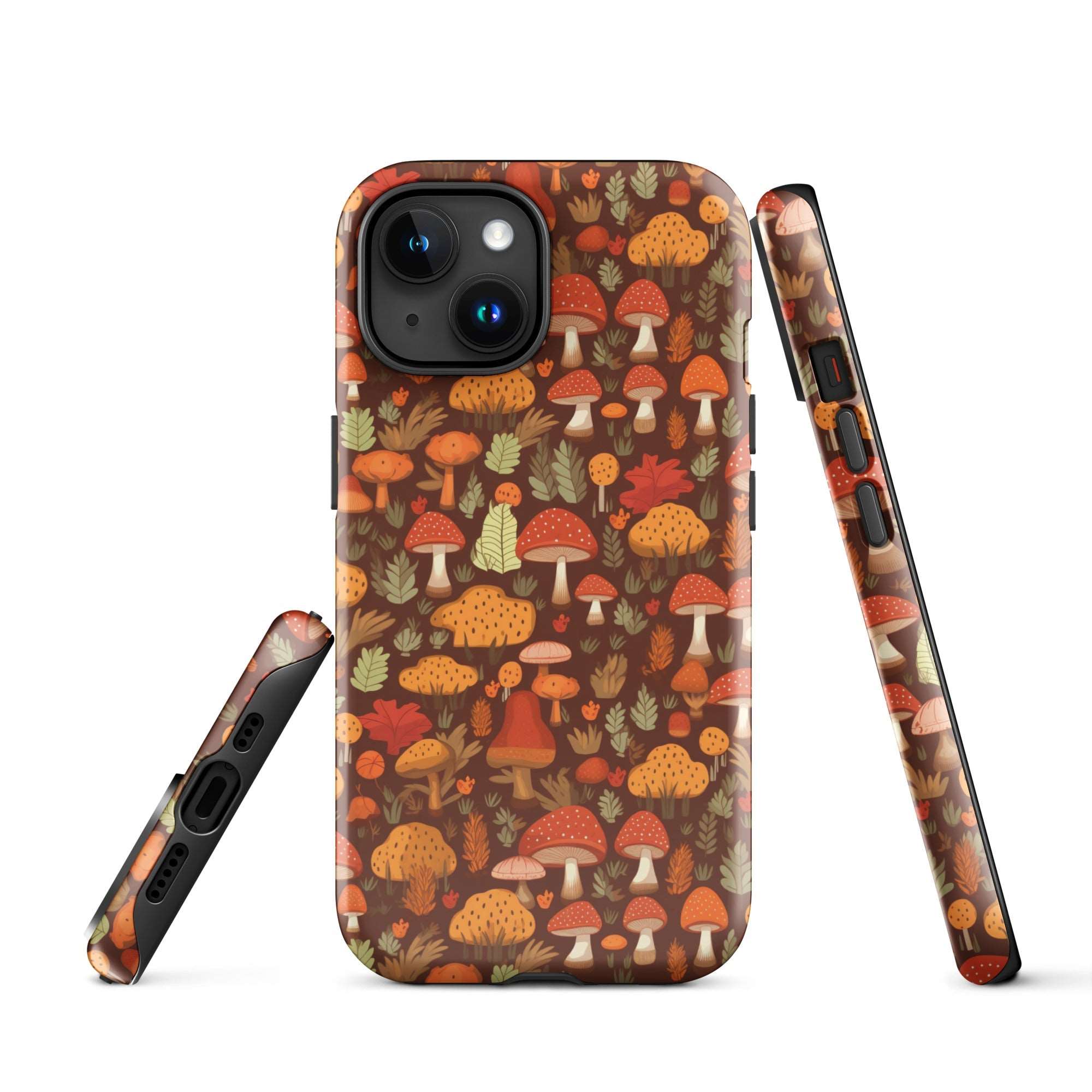 Autumn Spore Wonderland - Enchanting Mushroom and Leaf Designs - iPhone Case - Pattern Symphony