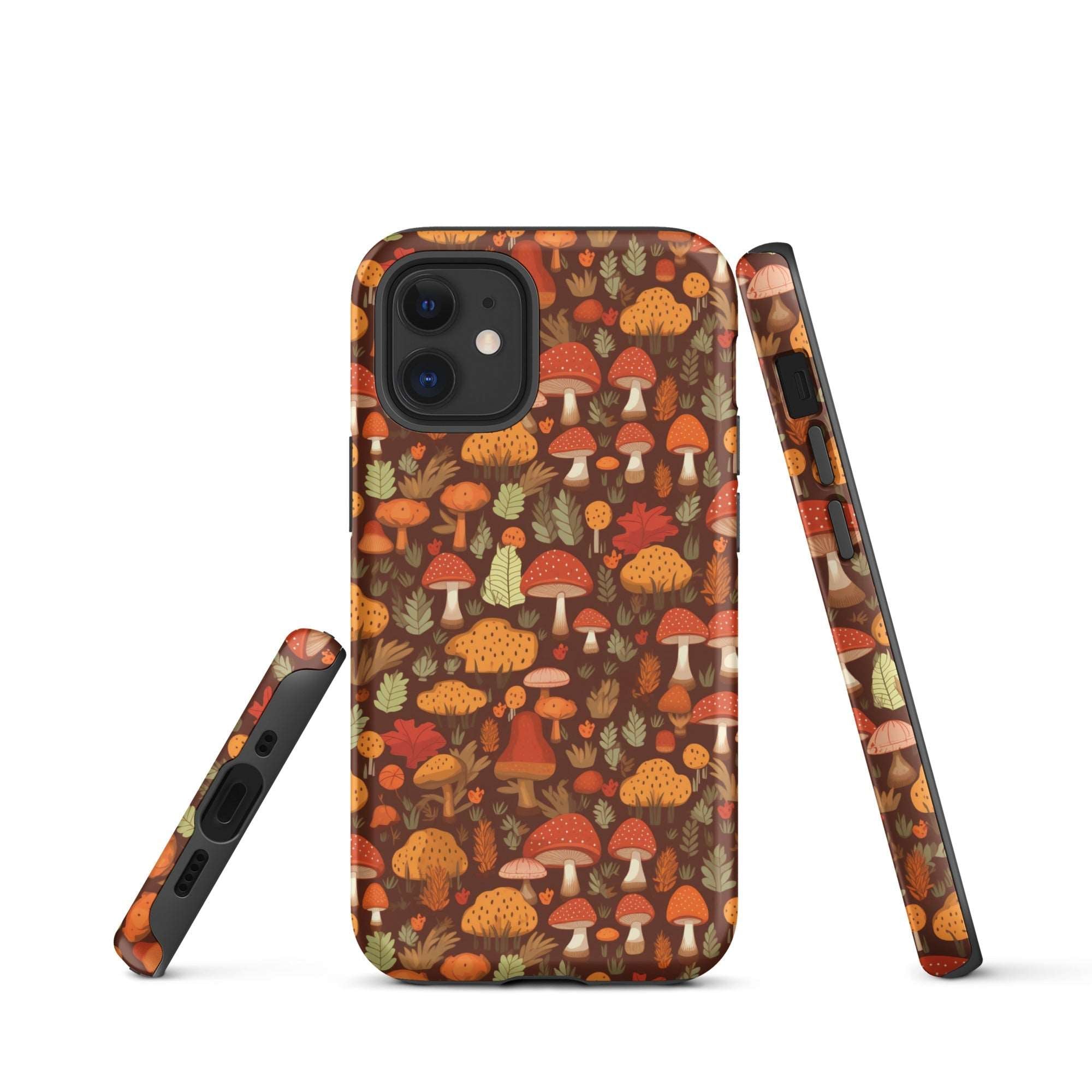 Autumn Spore Wonderland - Enchanting Mushroom and Leaf Designs - iPhone Case - Pattern Symphony