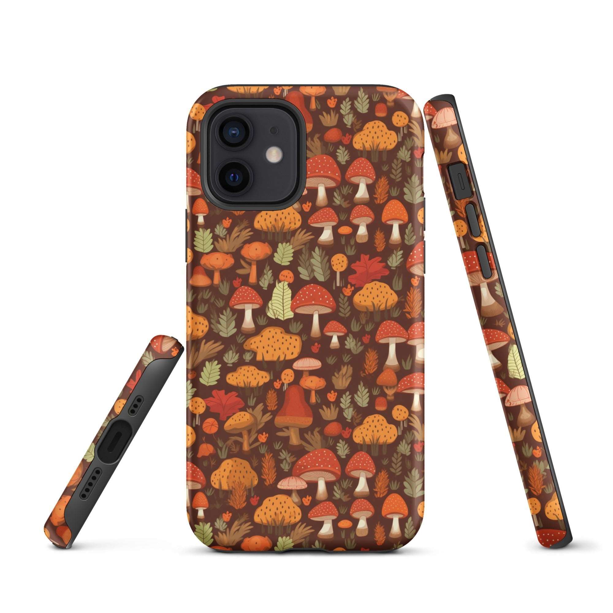 Autumn Spore Wonderland - Enchanting Mushroom and Leaf Designs - iPhone Case - Pattern Symphony