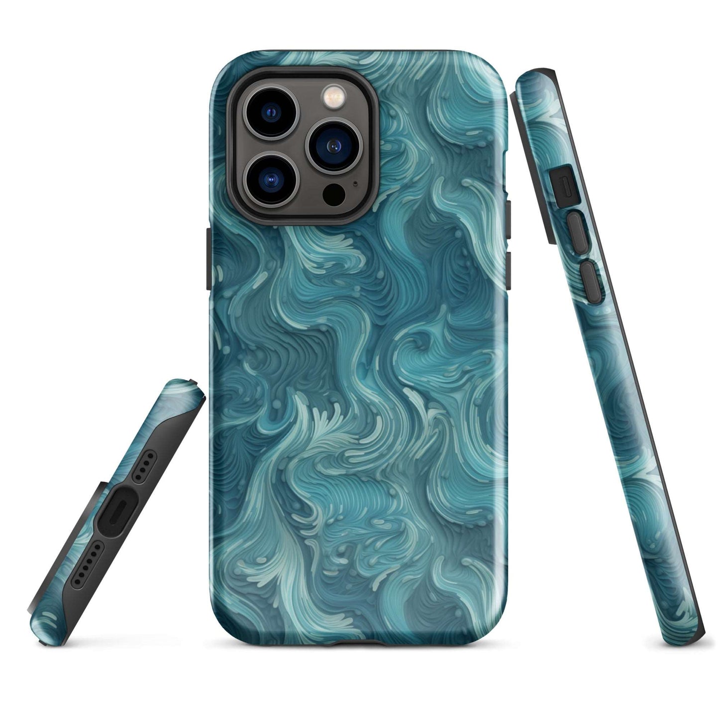 Azure Depths - Layered Blue Topographic - iPhone Case - Pattern Symphony