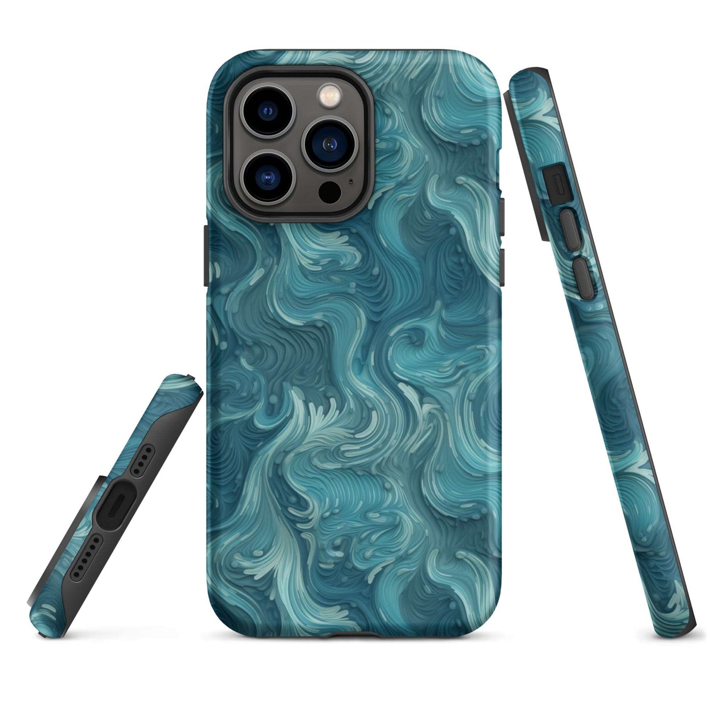 Azure Depths - Layered Blue Topographic - iPhone Case - Pattern Symphony