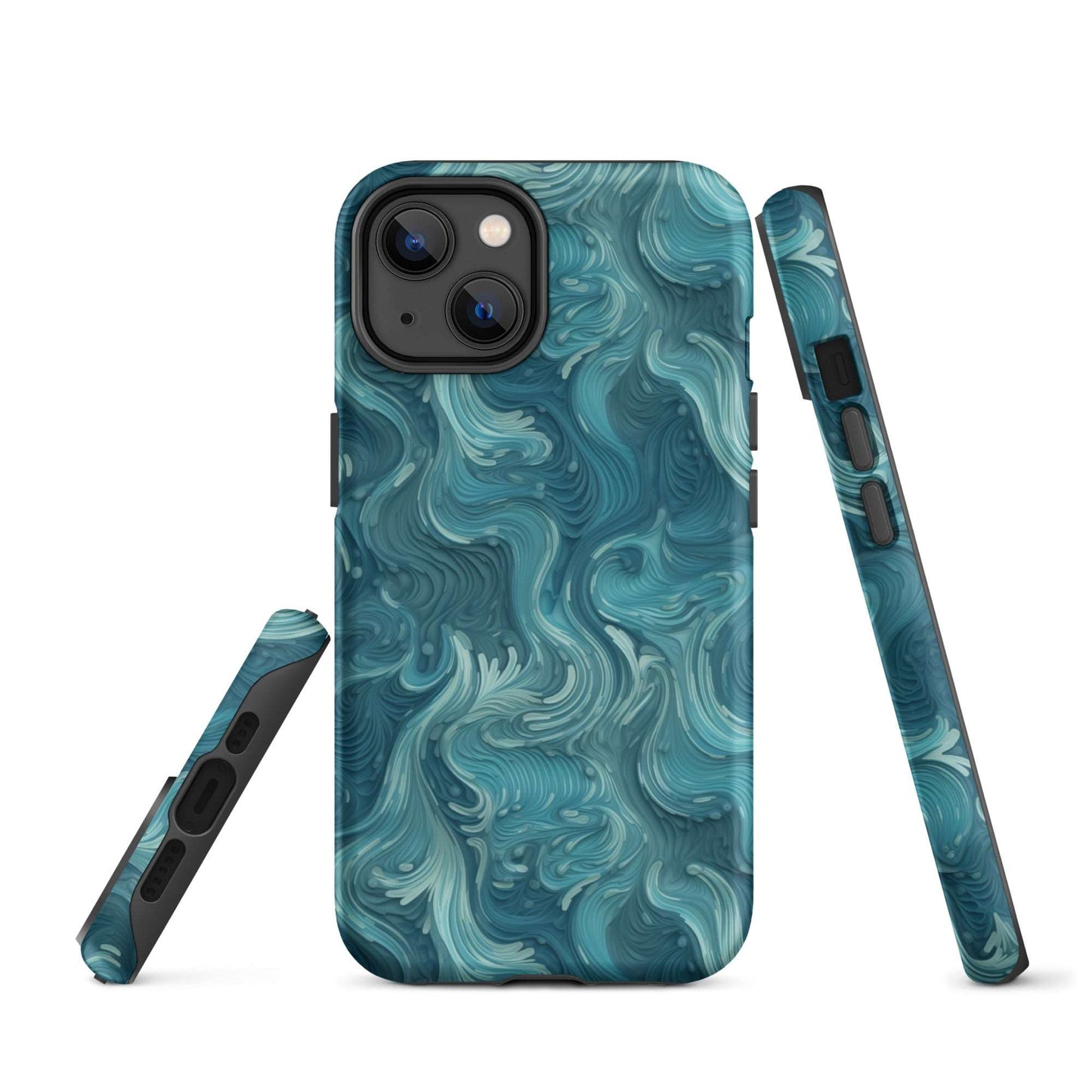 Azure Depths - Layered Blue Topographic - iPhone Case - Pattern Symphony