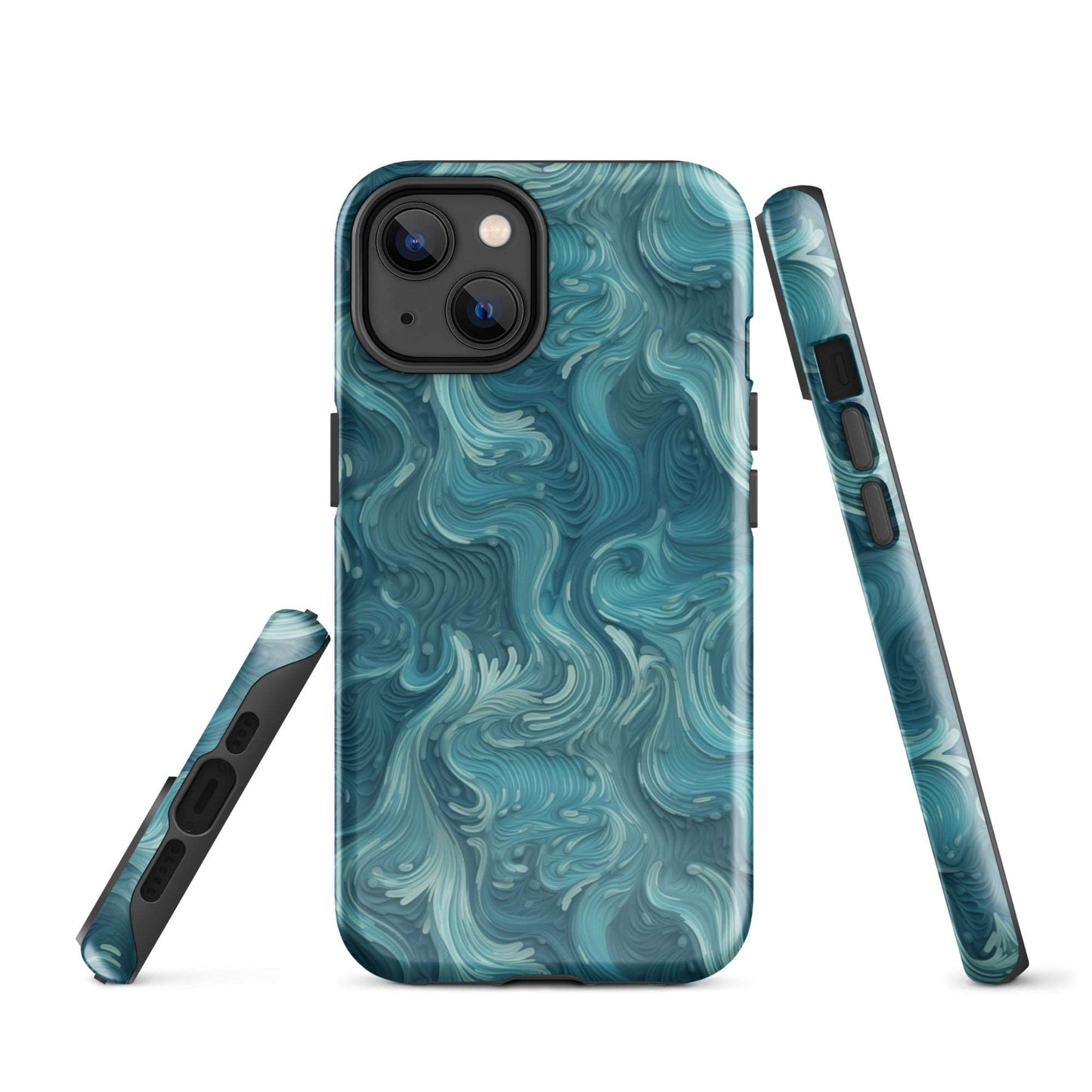 Azure Depths - Layered Blue Topographic - iPhone Case - Pattern Symphony