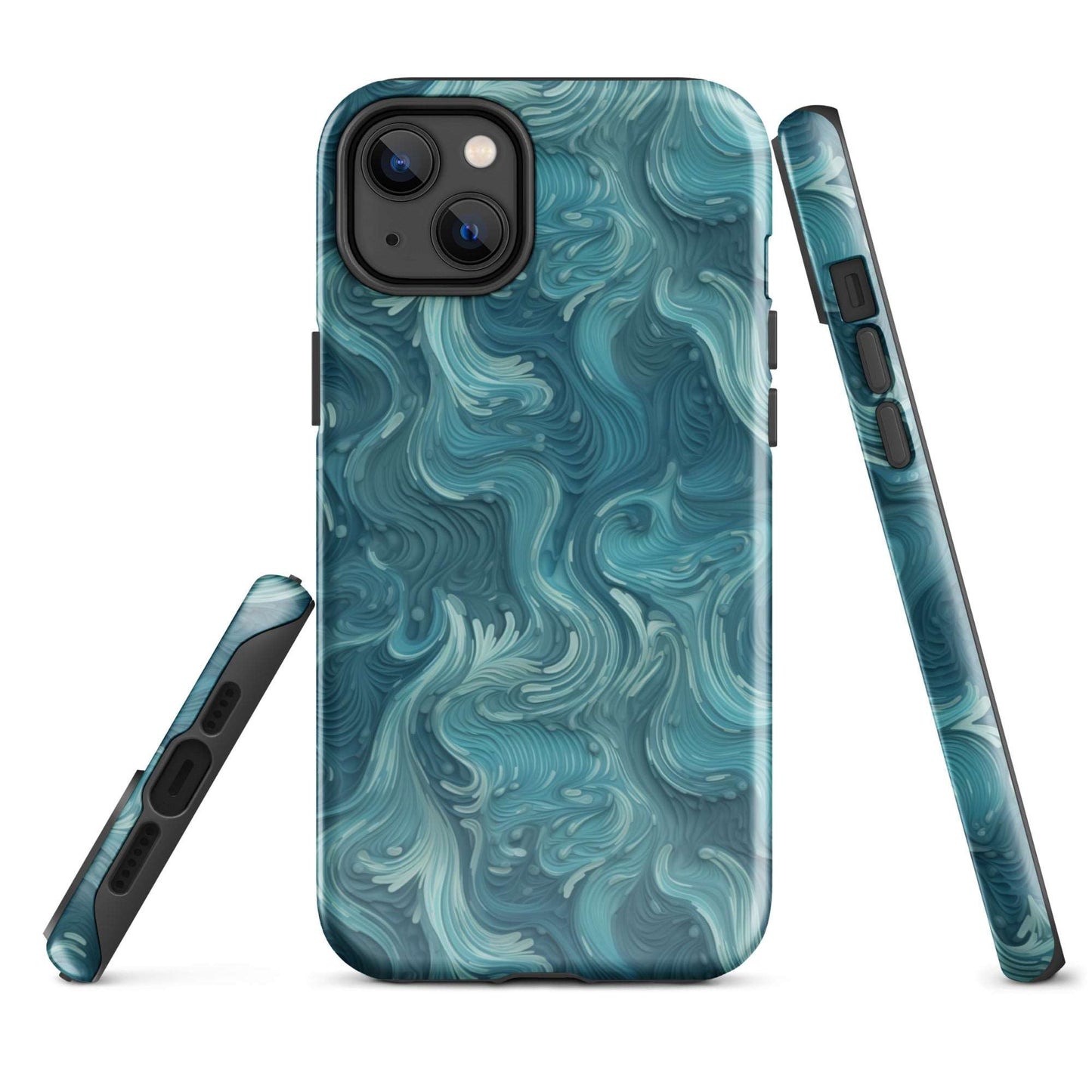 Azure Depths - Layered Blue Topographic - iPhone Case - Pattern Symphony