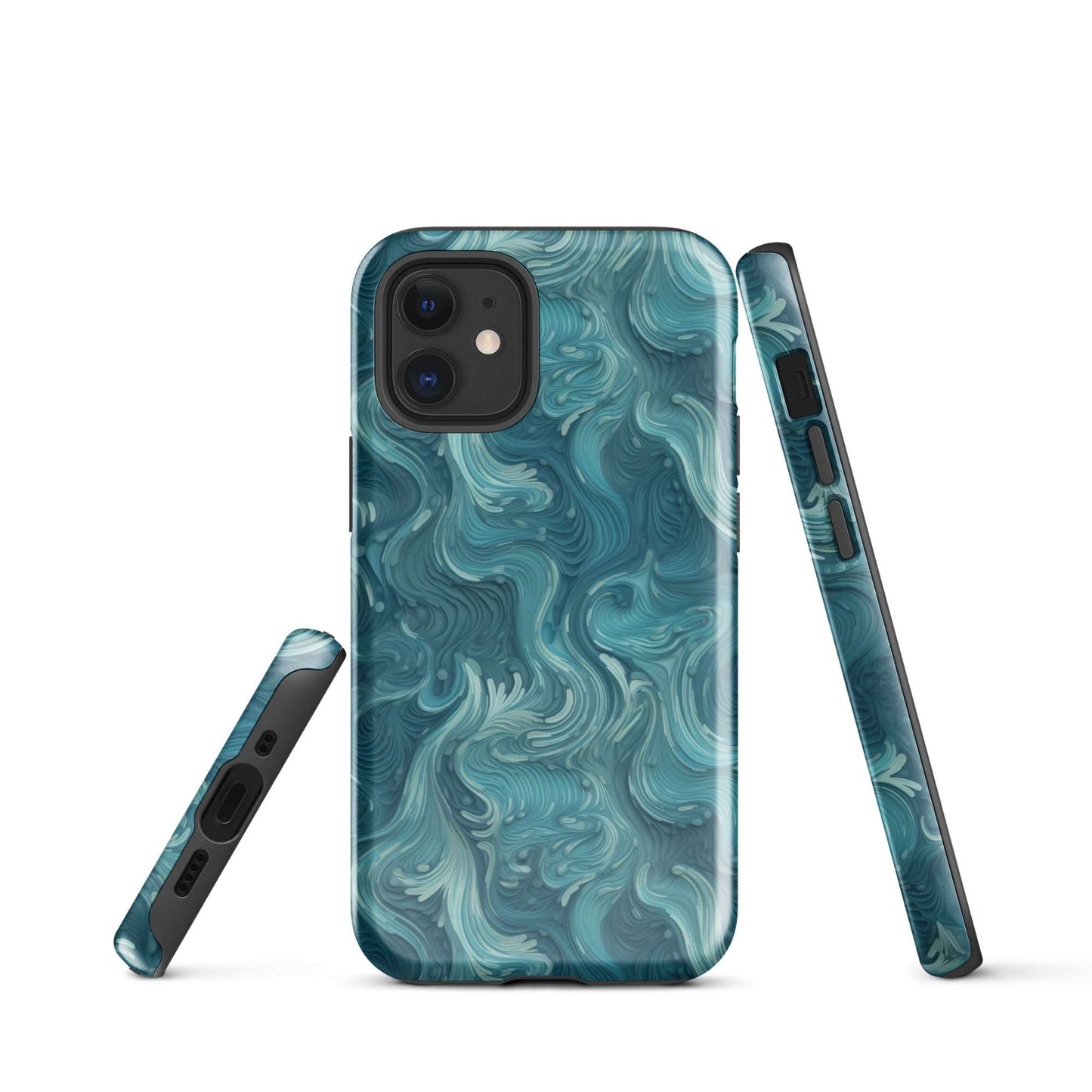 Azure Depths - Layered Blue Topographic - iPhone Case - Pattern Symphony