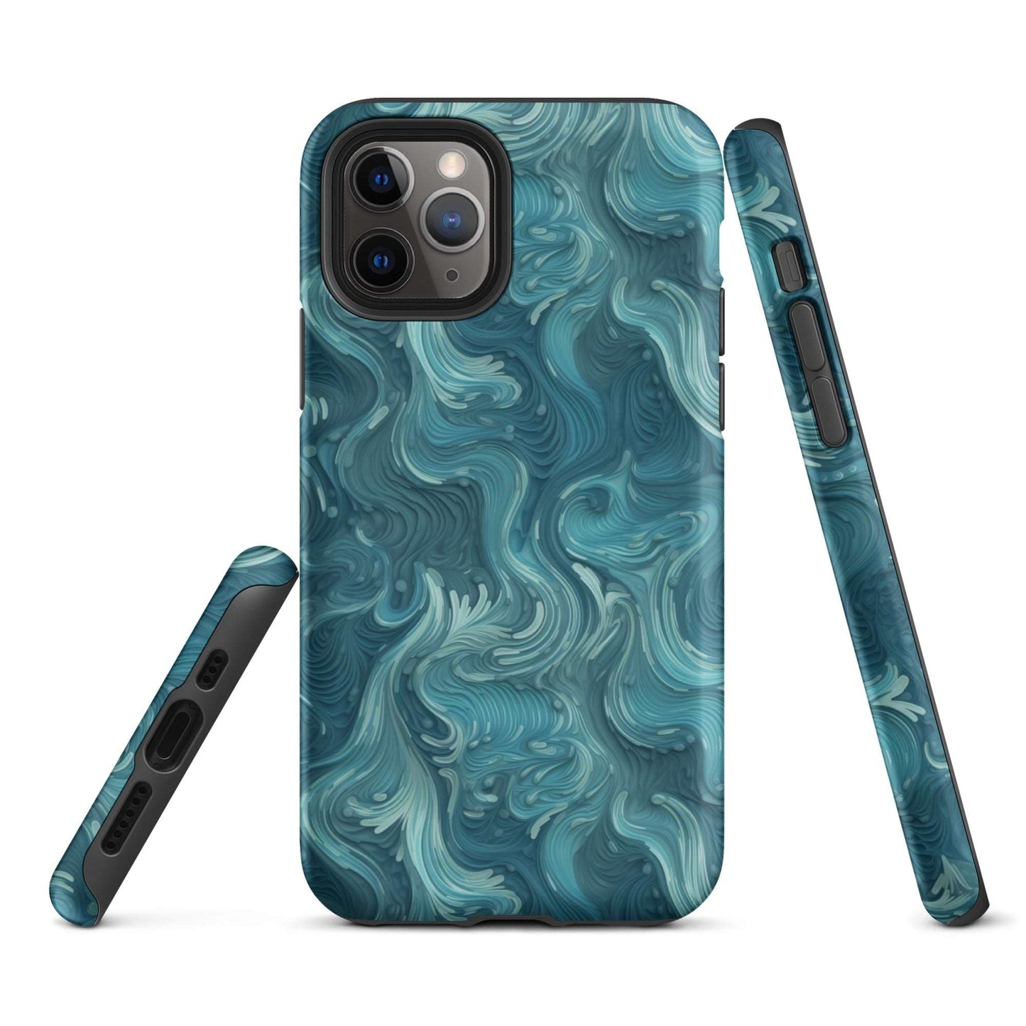 Azure Depths - Layered Blue Topographic - iPhone Case - Pattern Symphony