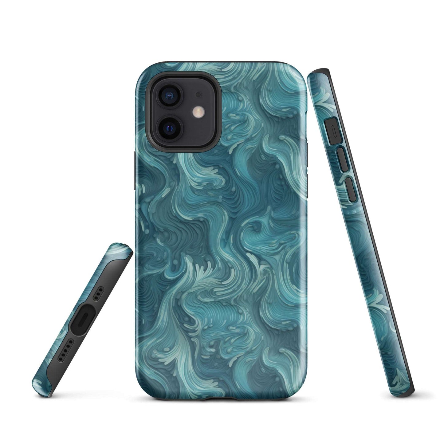 Azure Depths - Layered Blue Topographic - iPhone Case - Pattern Symphony