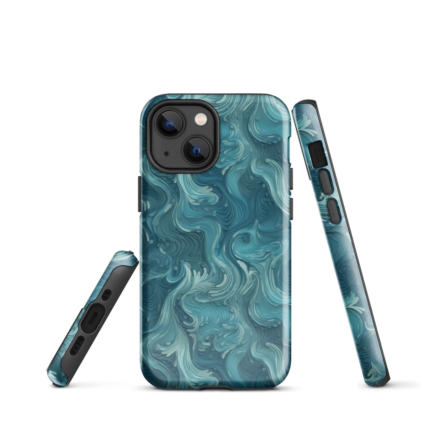 Azure Depths - Layered Blue Topographic - iPhone Case - Pattern Symphony