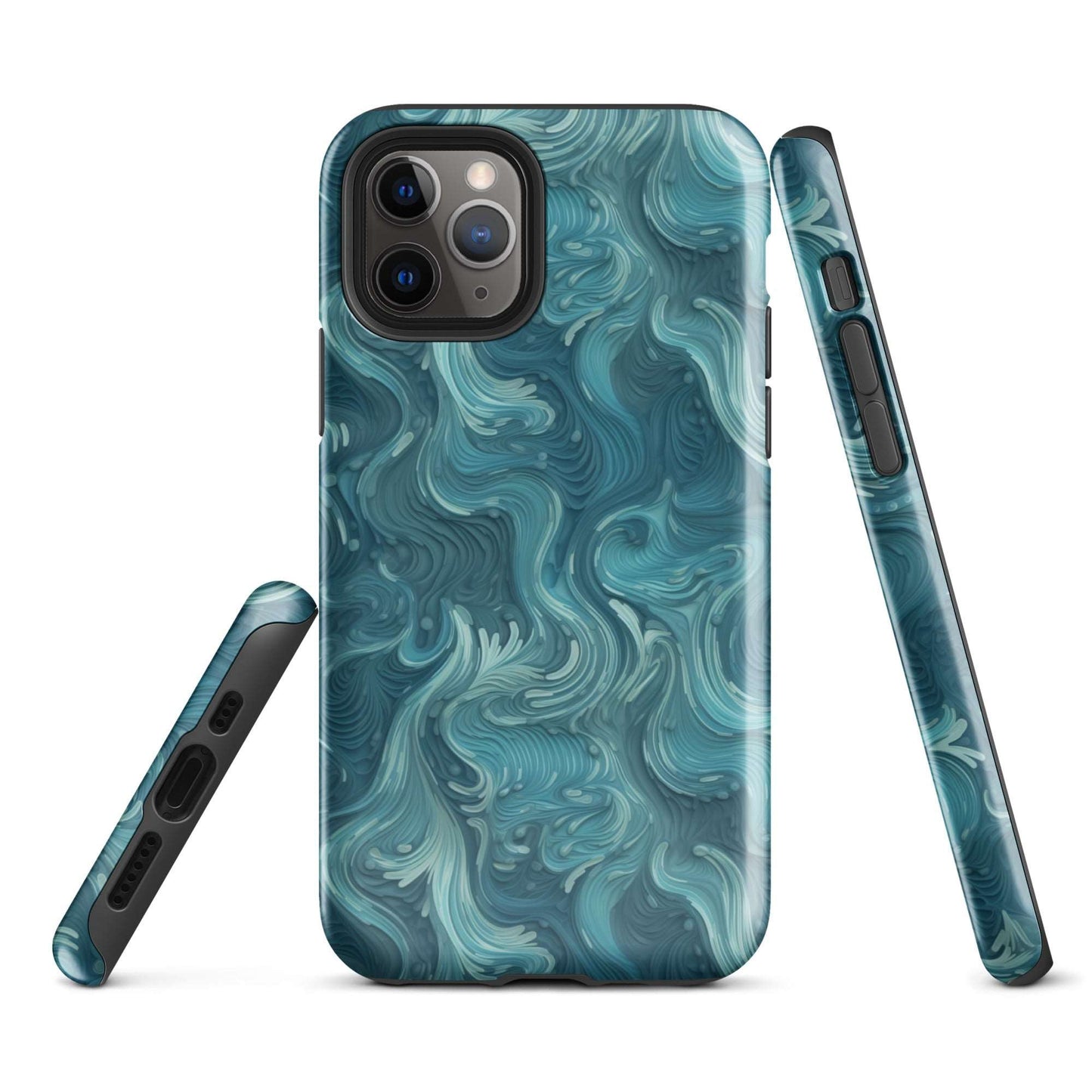 Azure Depths - Layered Blue Topographic - iPhone Case - Pattern Symphony