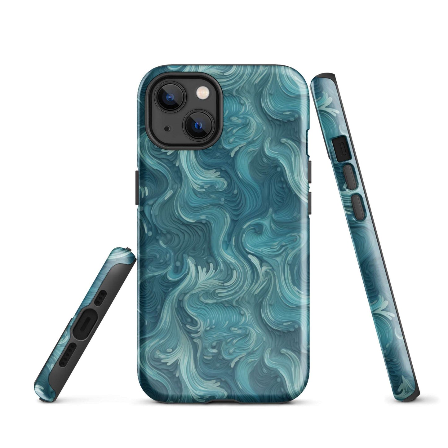 Azure Depths - Layered Blue Topographic - iPhone Case - Pattern Symphony