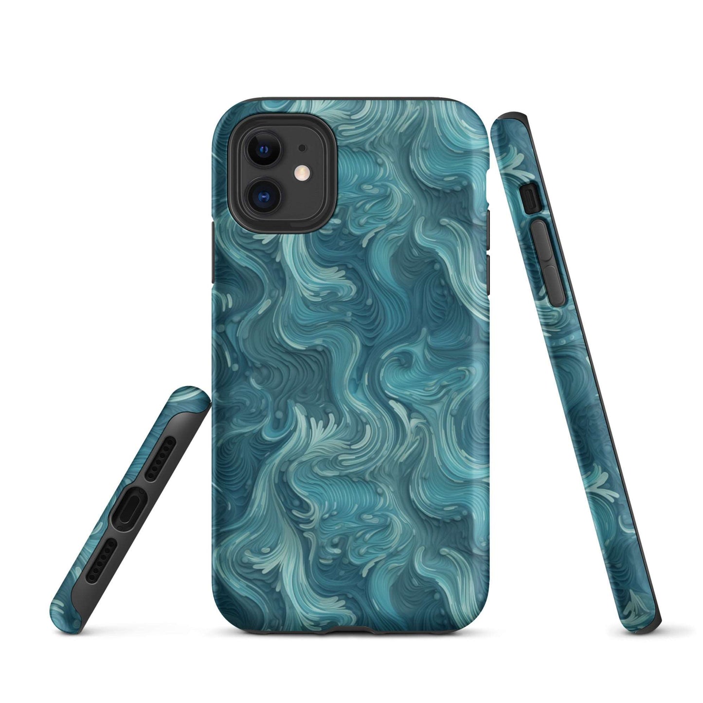 Azure Depths - Layered Blue Topographic - iPhone Case - Pattern Symphony