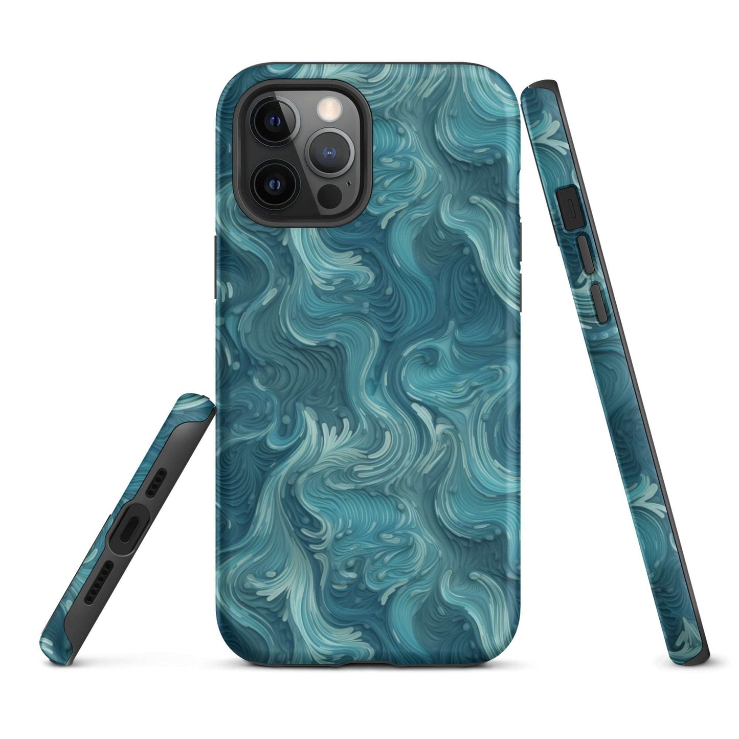 Azure Depths - Layered Blue Topographic - iPhone Case - Pattern Symphony