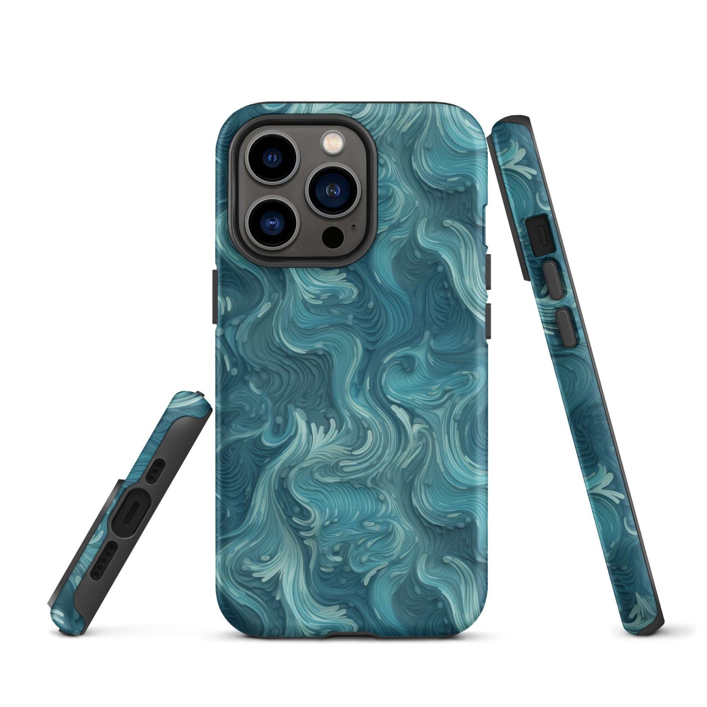 Azure Depths - Layered Blue Topographic - iPhone Case - Pattern Symphony