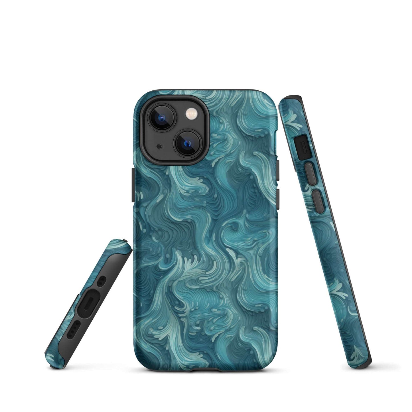 Azure Depths - Layered Blue Topographic - iPhone Case - Pattern Symphony