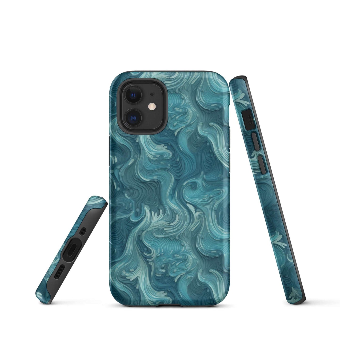 Azure Depths - Layered Blue Topographic - iPhone Case - Pattern Symphony