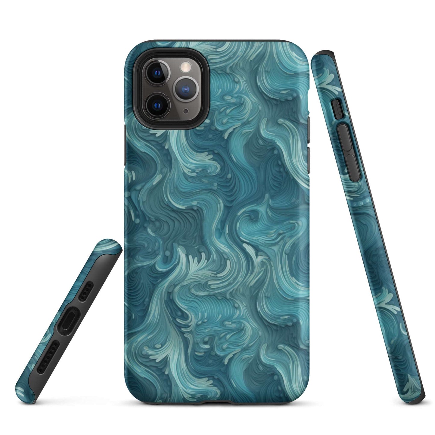 Azure Depths - Layered Blue Topographic - iPhone Case - Pattern Symphony