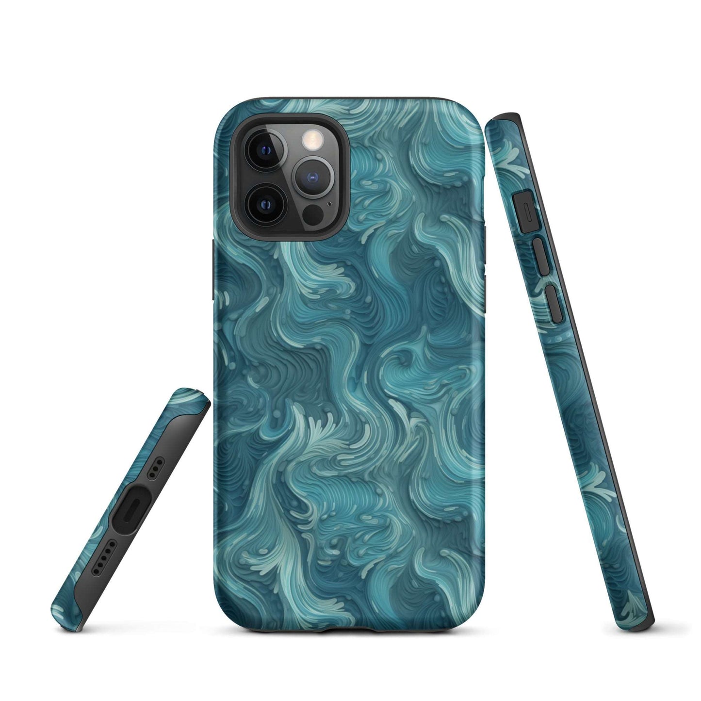 Azure Depths - Layered Blue Topographic - iPhone Case - Pattern Symphony