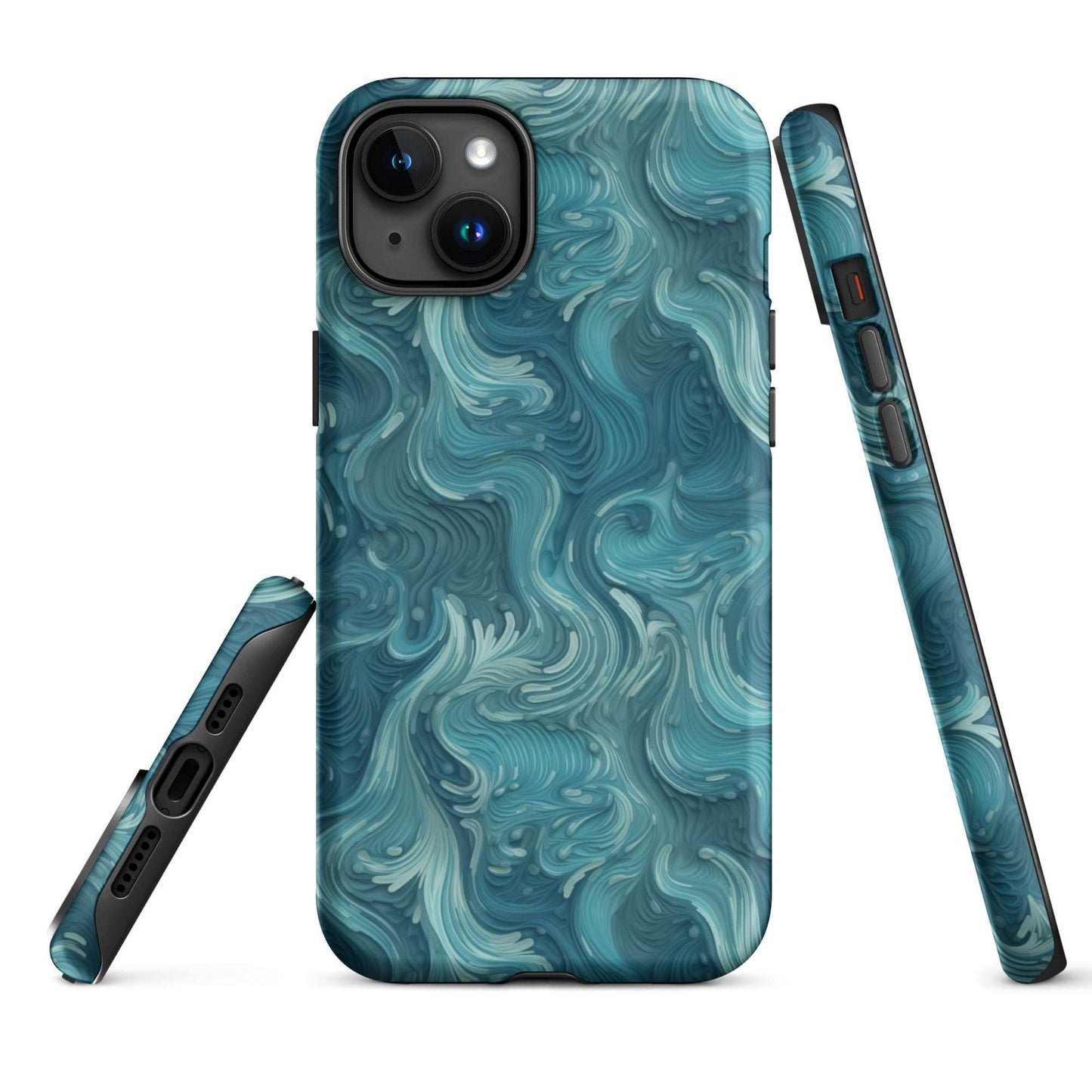 Azure Depths - Layered Blue Topographic - iPhone Case - Pattern Symphony