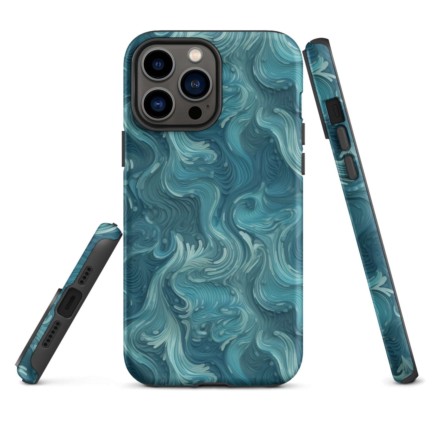 Azure Depths - Layered Blue Topographic - iPhone Case - Pattern Symphony