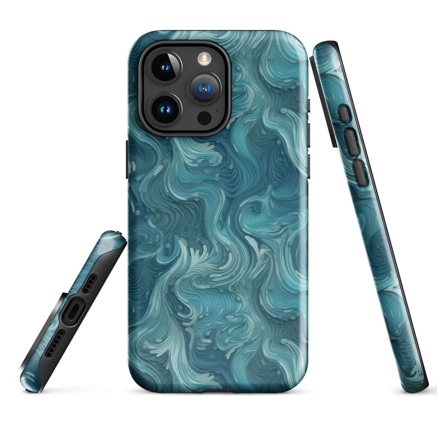 Azure Depths - Layered Blue Topographic - iPhone Case - Pattern Symphony